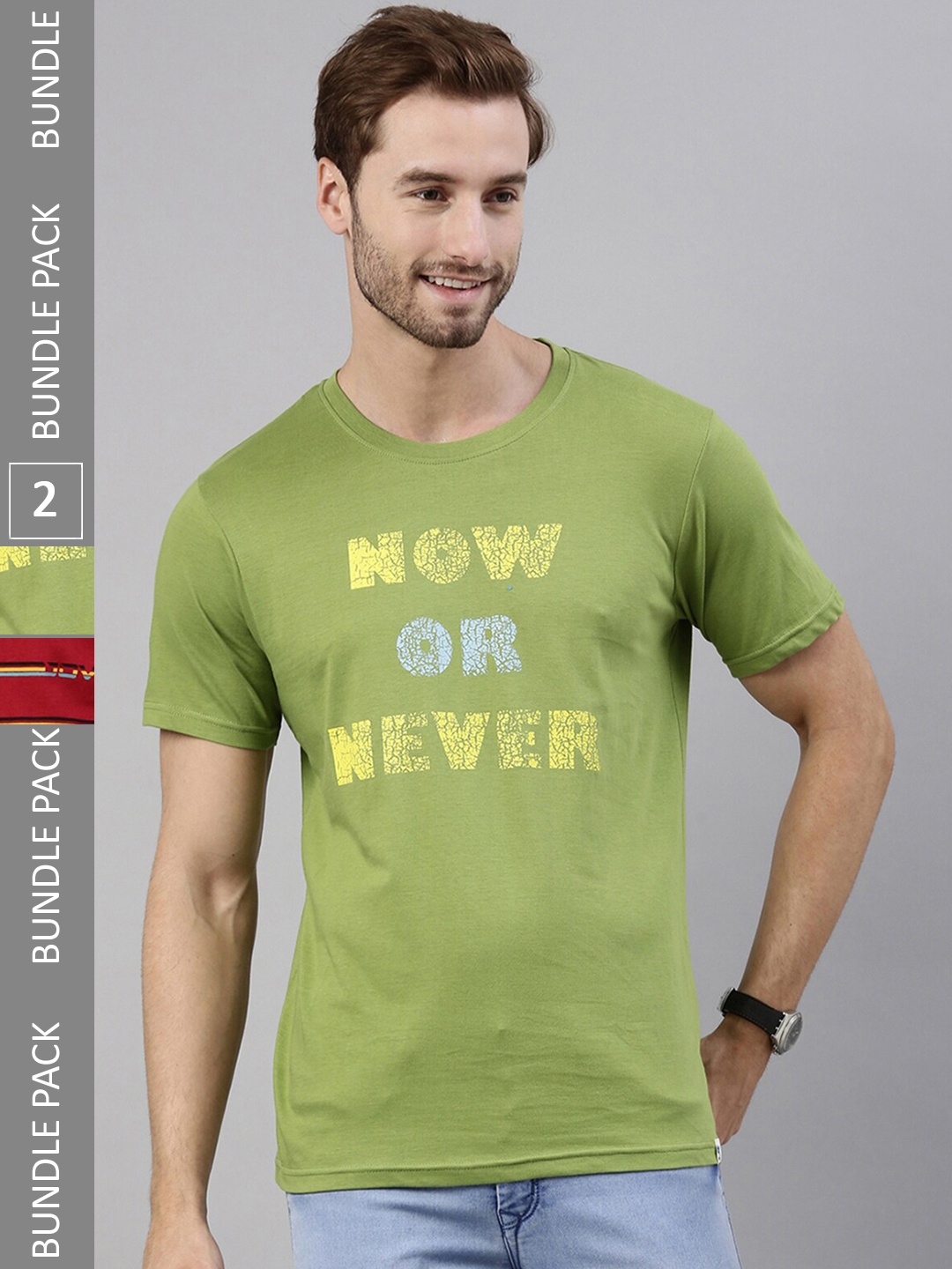 

Joven Men Pack of 2 Printed Pure Cotton T-shirts, White