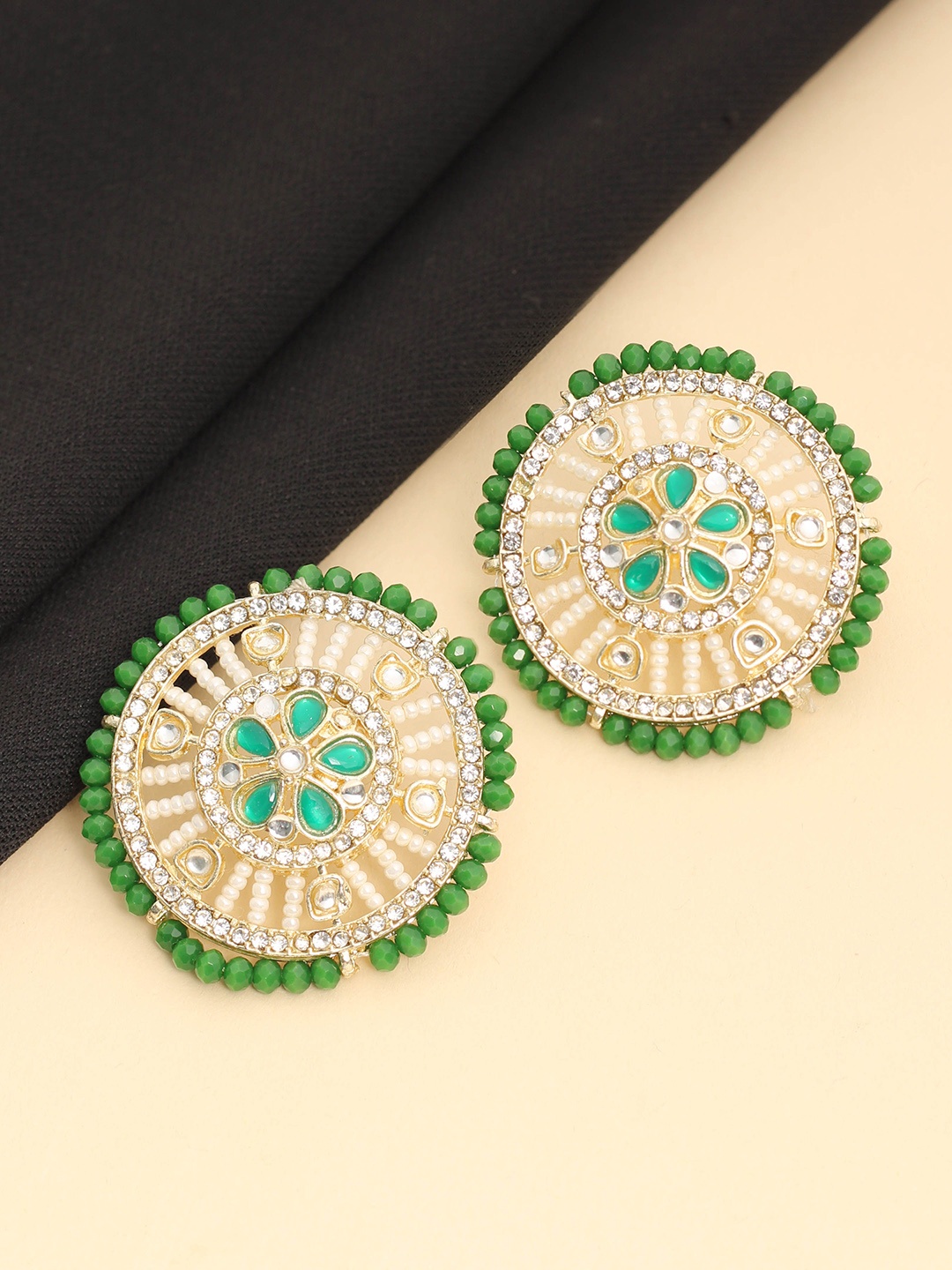 

SAIYONI Gold-Plated Circular Studs Earrings