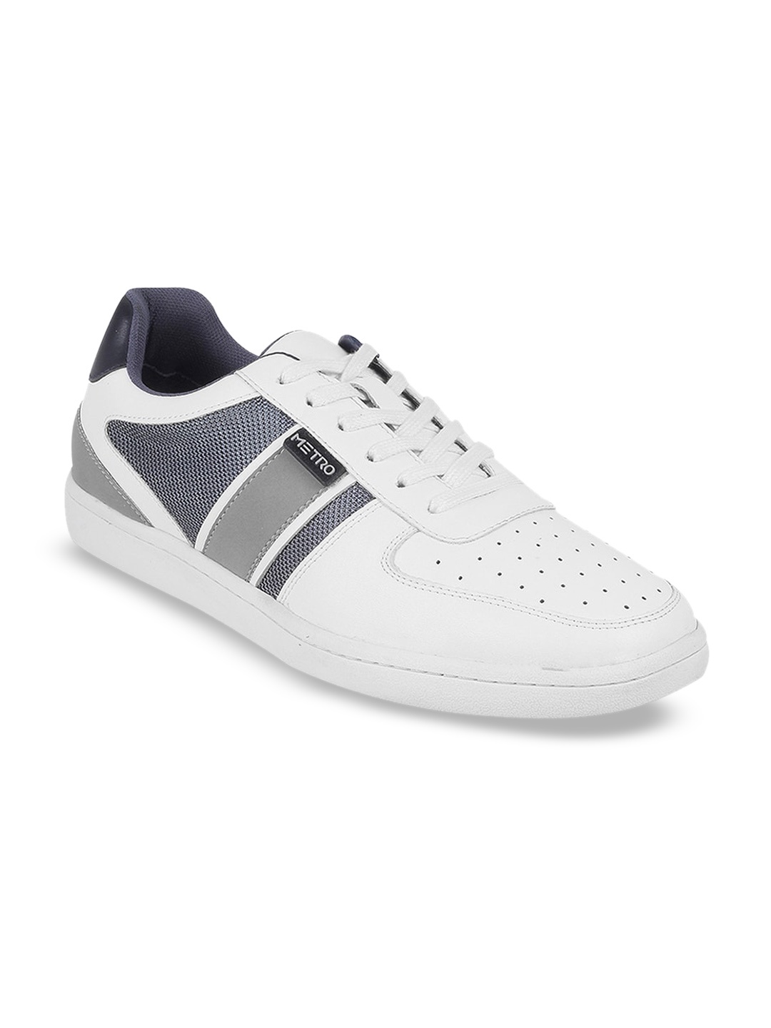 

Metro Men Colourblocked Leather Sneakers, White
