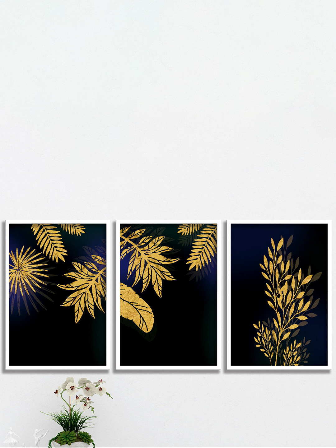 

SAF Black & Yellow 3 Pieces Painted Wall Arts
