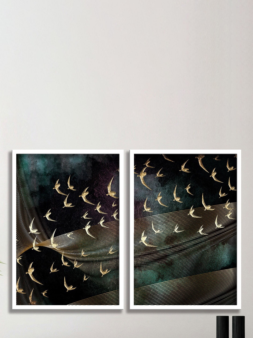 

SAF Black 2-Pieces Abstract Printed Framed Wall Art