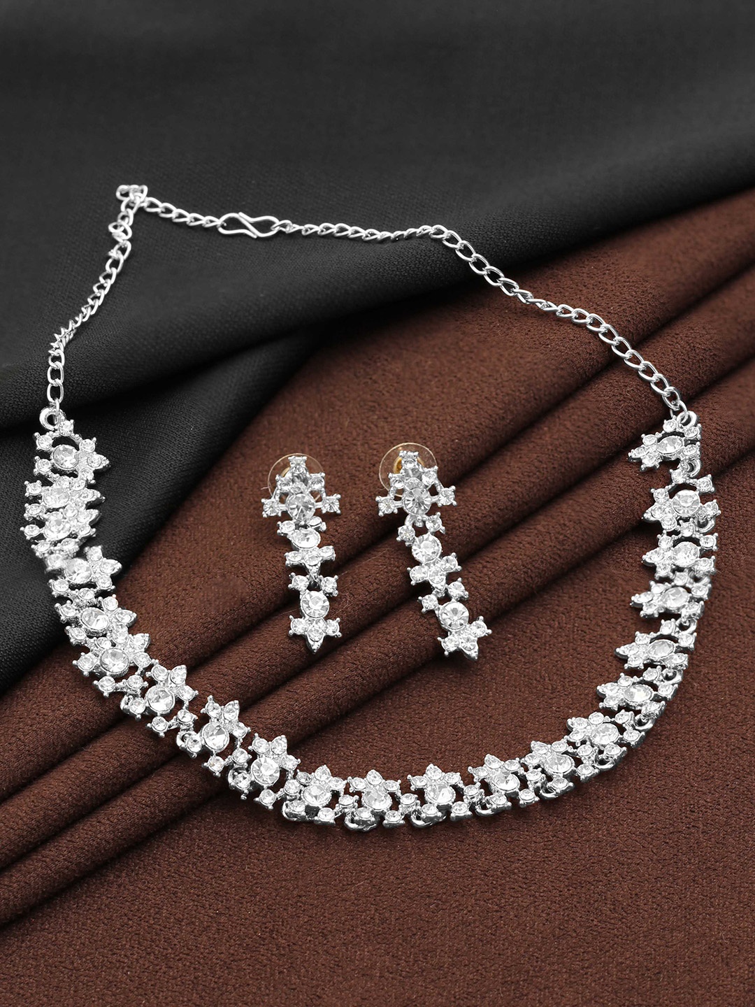 

SAIYONI Silver-Plated Studded Jewellery Set