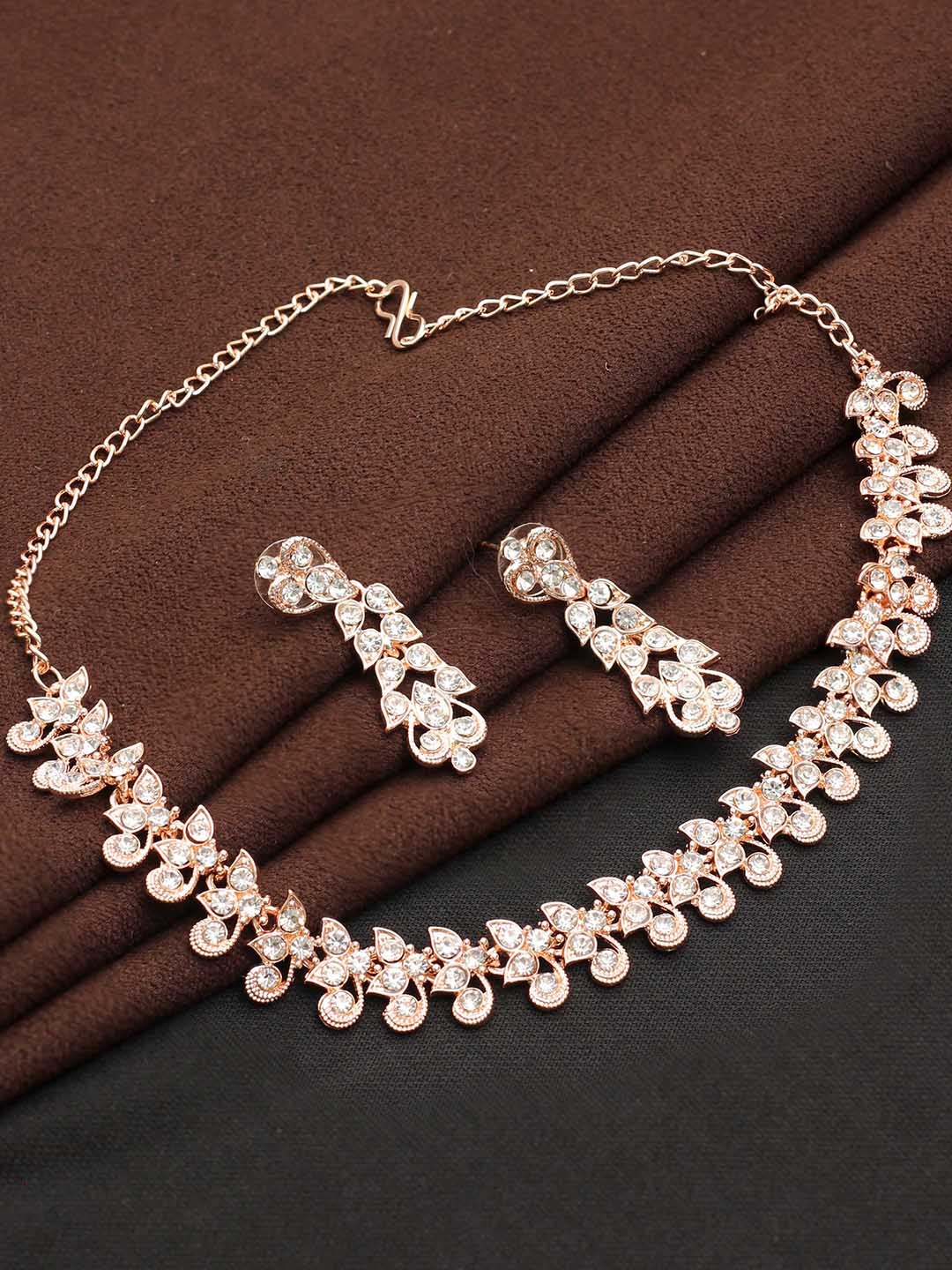 

SAIYONI Rose Gold-Plated Studded Jewellery Set