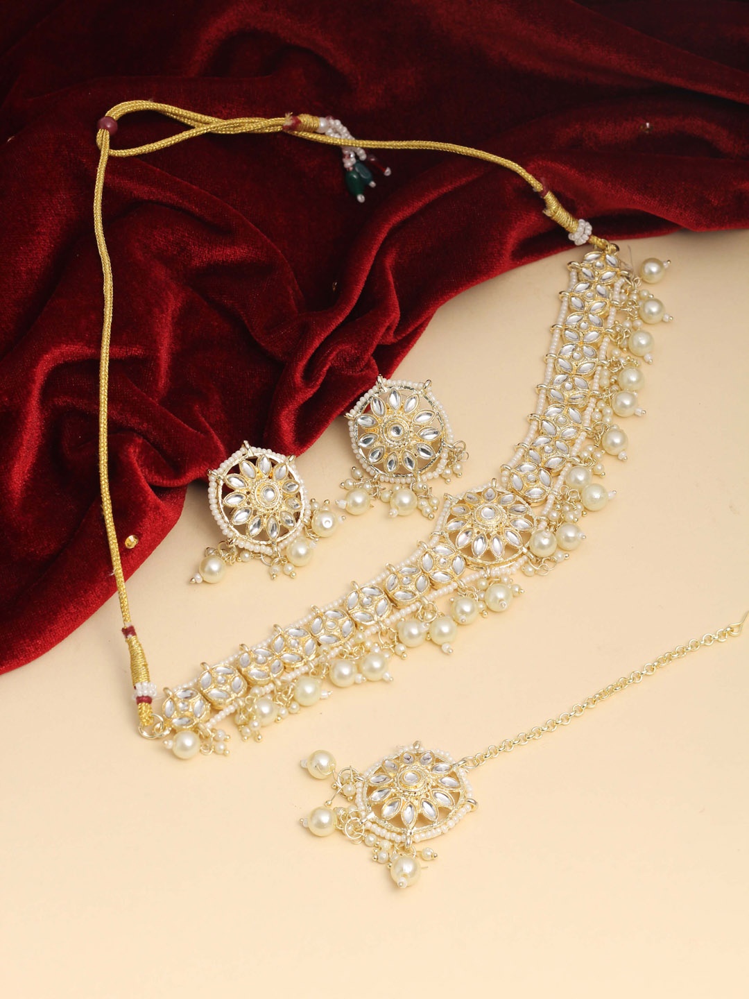 SAIYONI Gold-Plated Kundan-Studded Jewellery Set