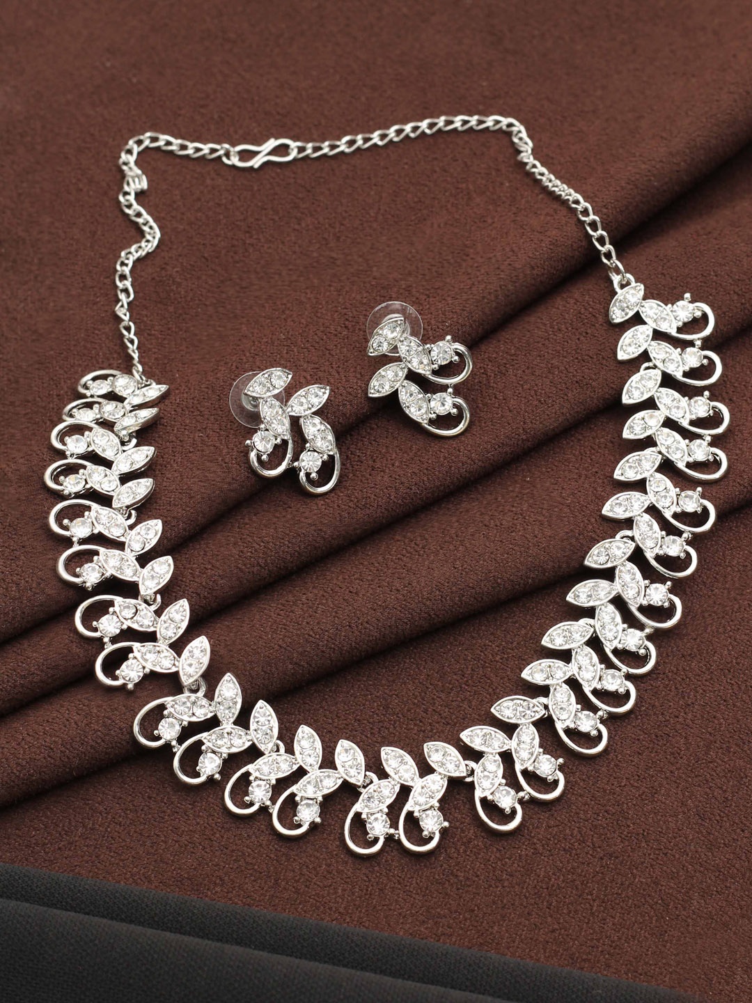 

SAIYONI Silver-Plated Studded Jewellery Set