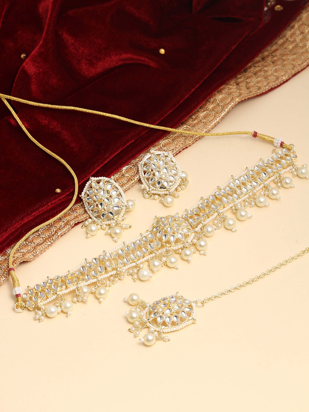 

SAIYONI Gold-Plated Kundan-Studded Jewellery Set