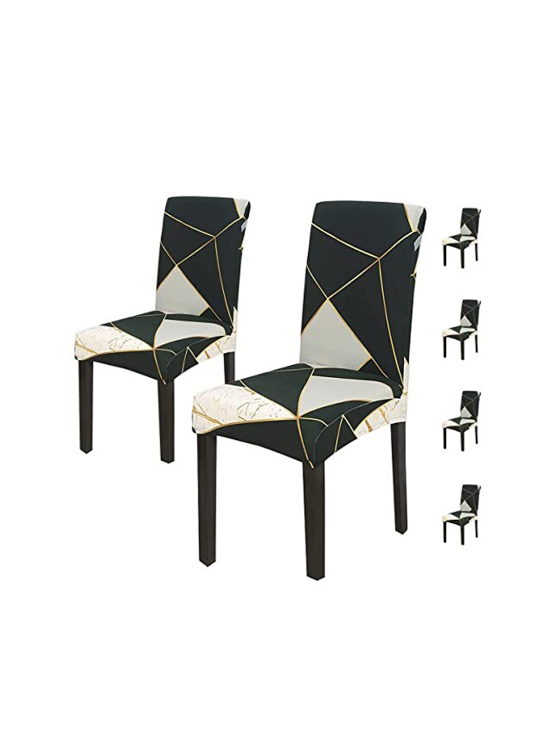 

HOUSE OF QUIRK Green & Grey 6-Pieces Printed Removable Chair Covers