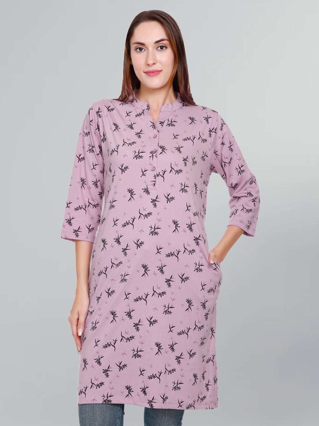 

GODFREY Floral Printed Pure Cotton Kurta, Rose