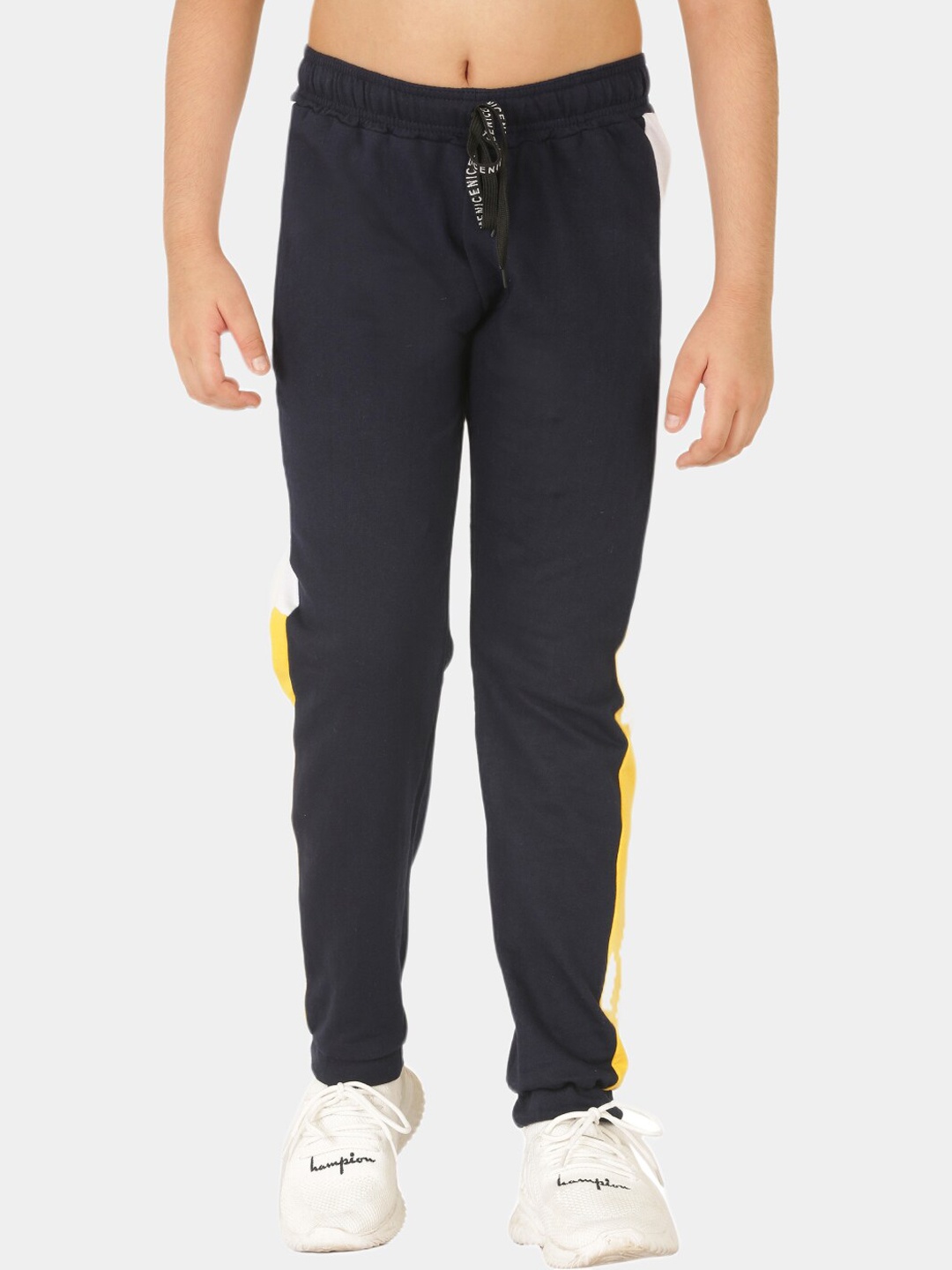 

SmartRAHO Boys Striped Cotton Joggers, Navy blue