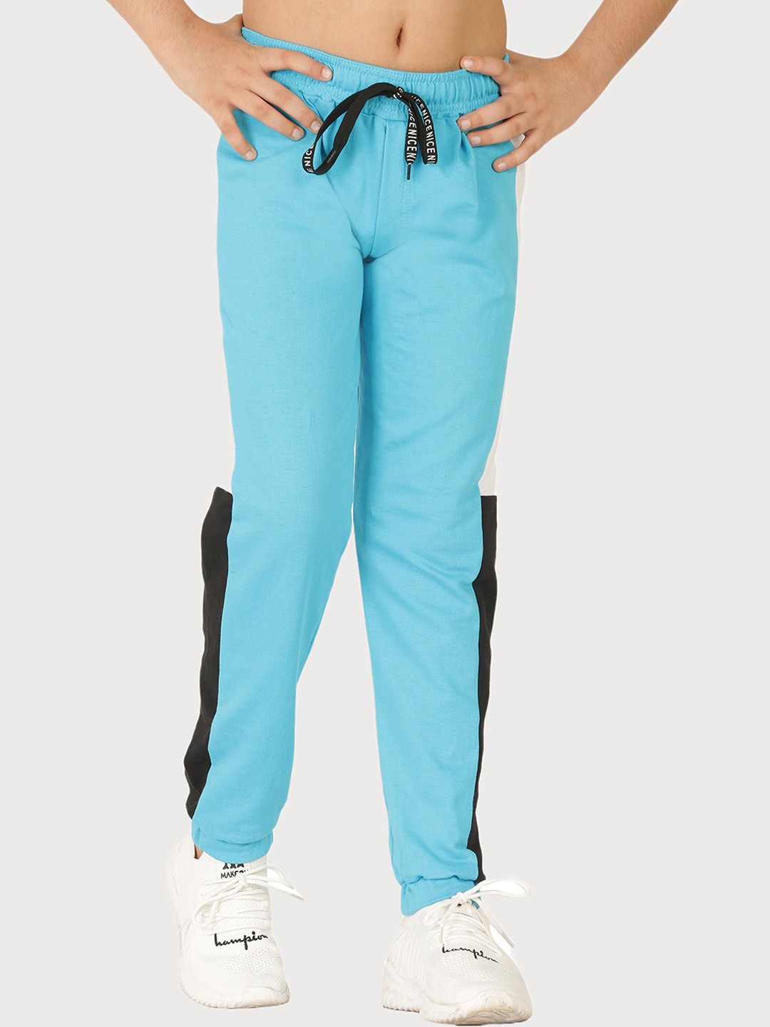 

SmartRAHO Boys Mid-Rise Side Striped Joggers, Blue
