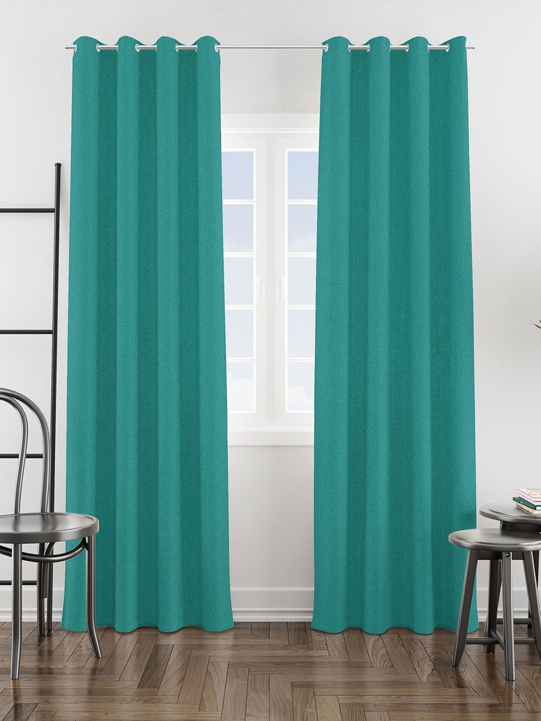 

HOMEMONDE 2-Pcs Turquoise Blue Velvet Room Darkening Window Curtains