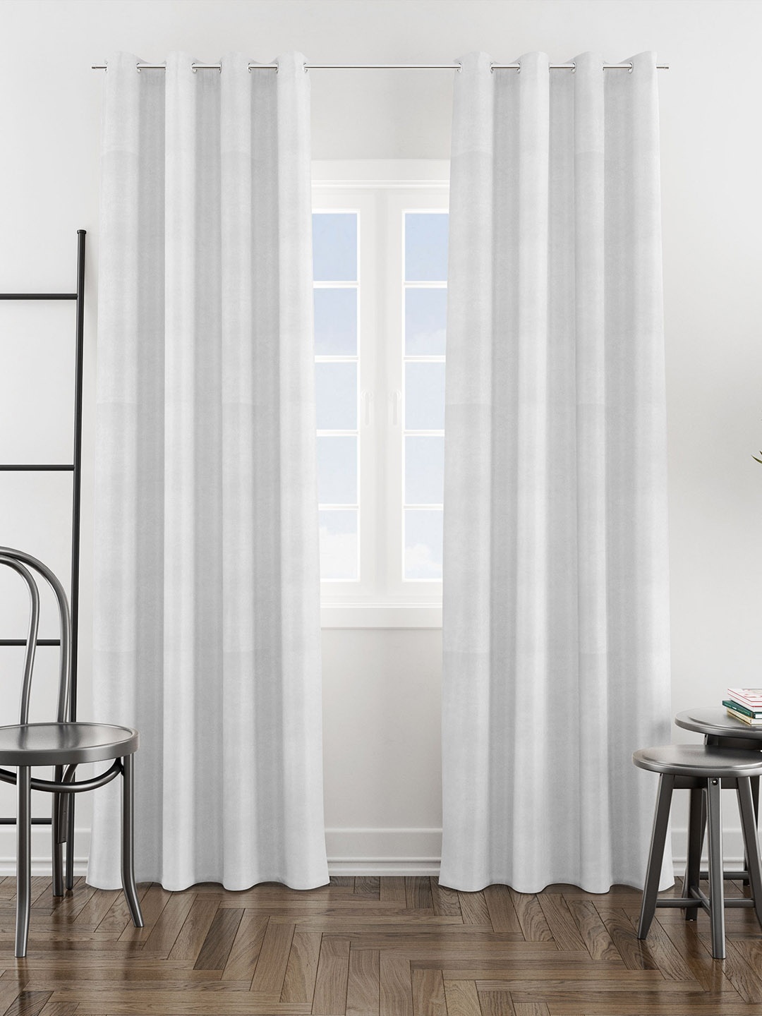 

HOMEMONDE 2-Pcs White Velvet Room Darkening Window Curtains