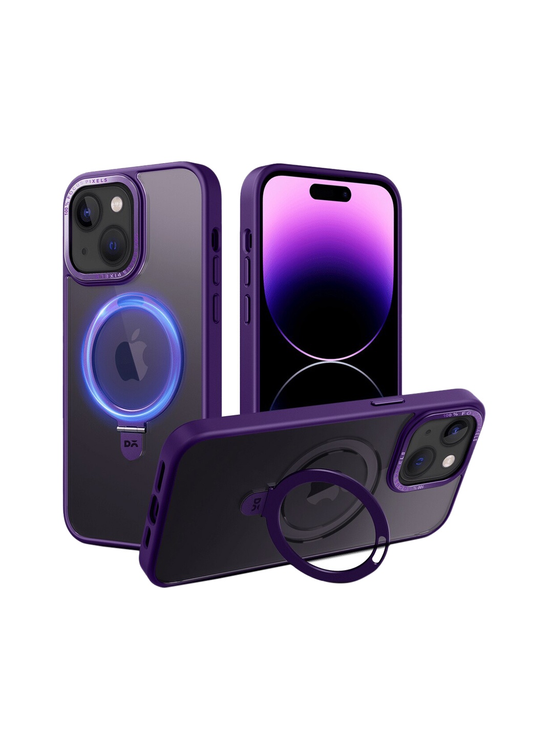 

DailyObjects Plum Halo MagSafe with Stand Case Cover For iPhone 14 Plus, Purple