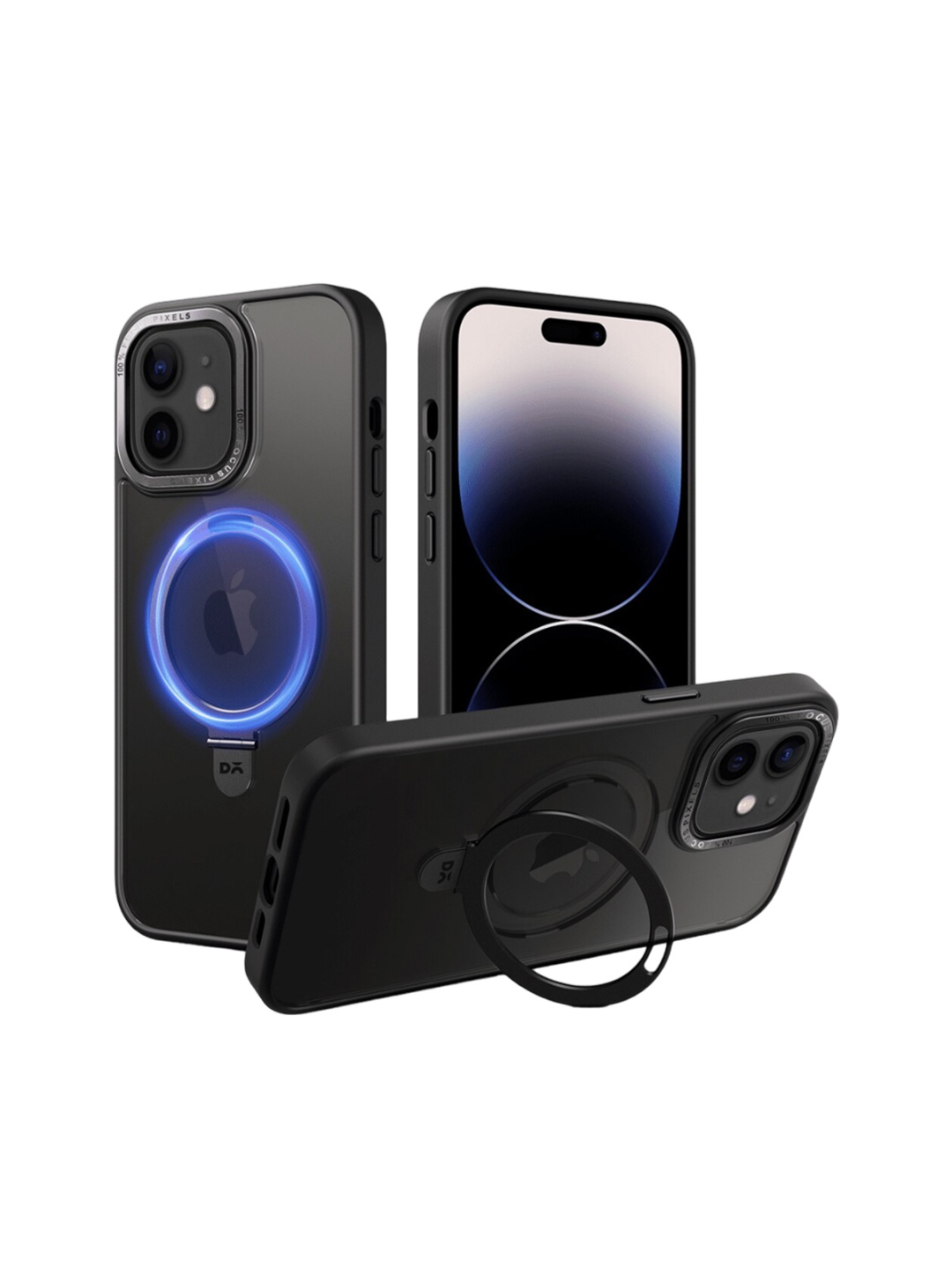 

DailyObjects iPhone 12 Halo MagSafe With Stand Phone Back Case, Black