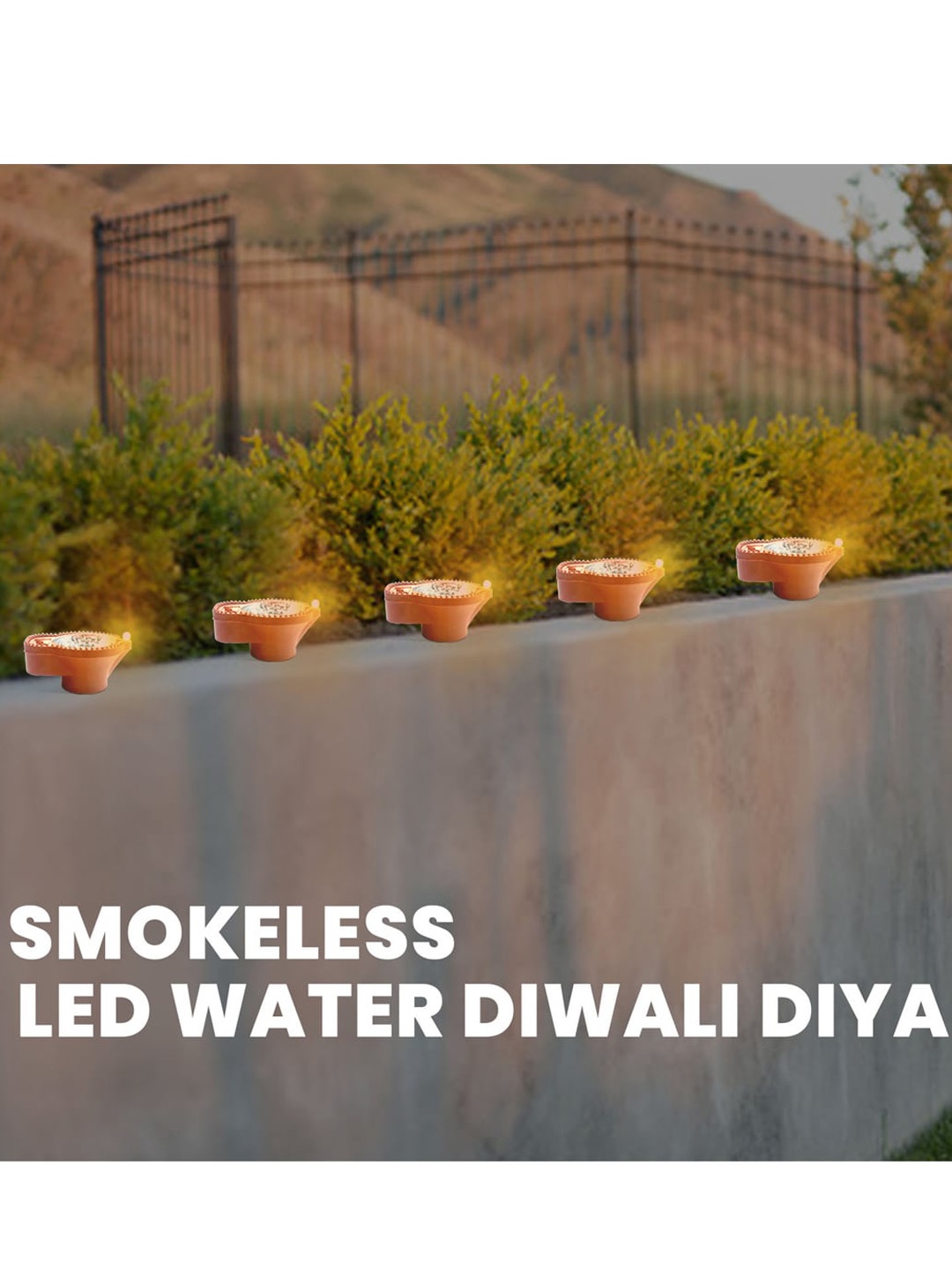 

ZURU BUNCH Orange-Coloured 6 Pieces Textured Smokeless Led Water Diyas