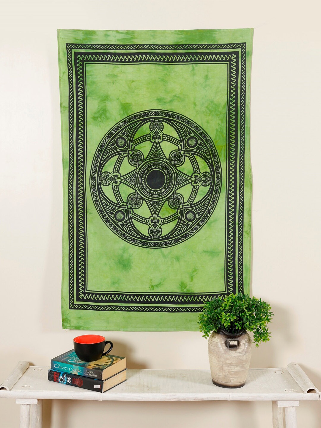 

HANDICRAFT PALACE Green & Black Printed Cotton Poster Wall Hanging Tapestry