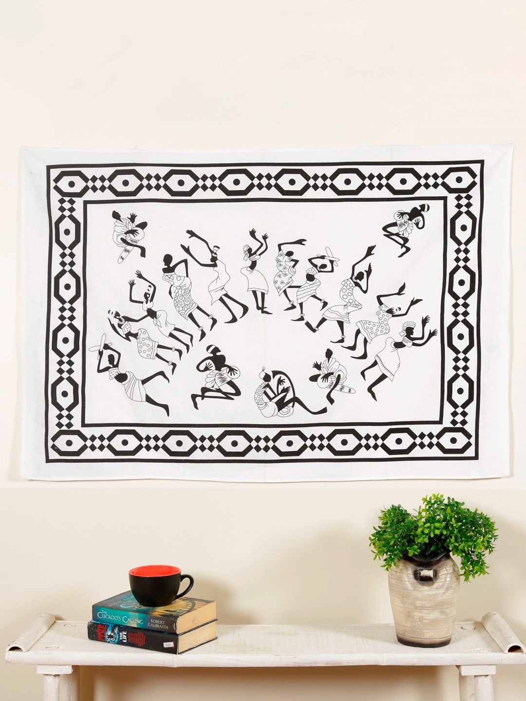 

HANDICRAFT PALACE Dance White Printed Cotton Wall Hanging Tapestry