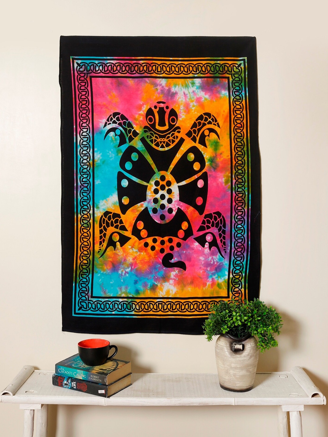 

HANDICRAFT PALACE Black Turtle Printed Cotton Poster Wall Hanging Tapestry