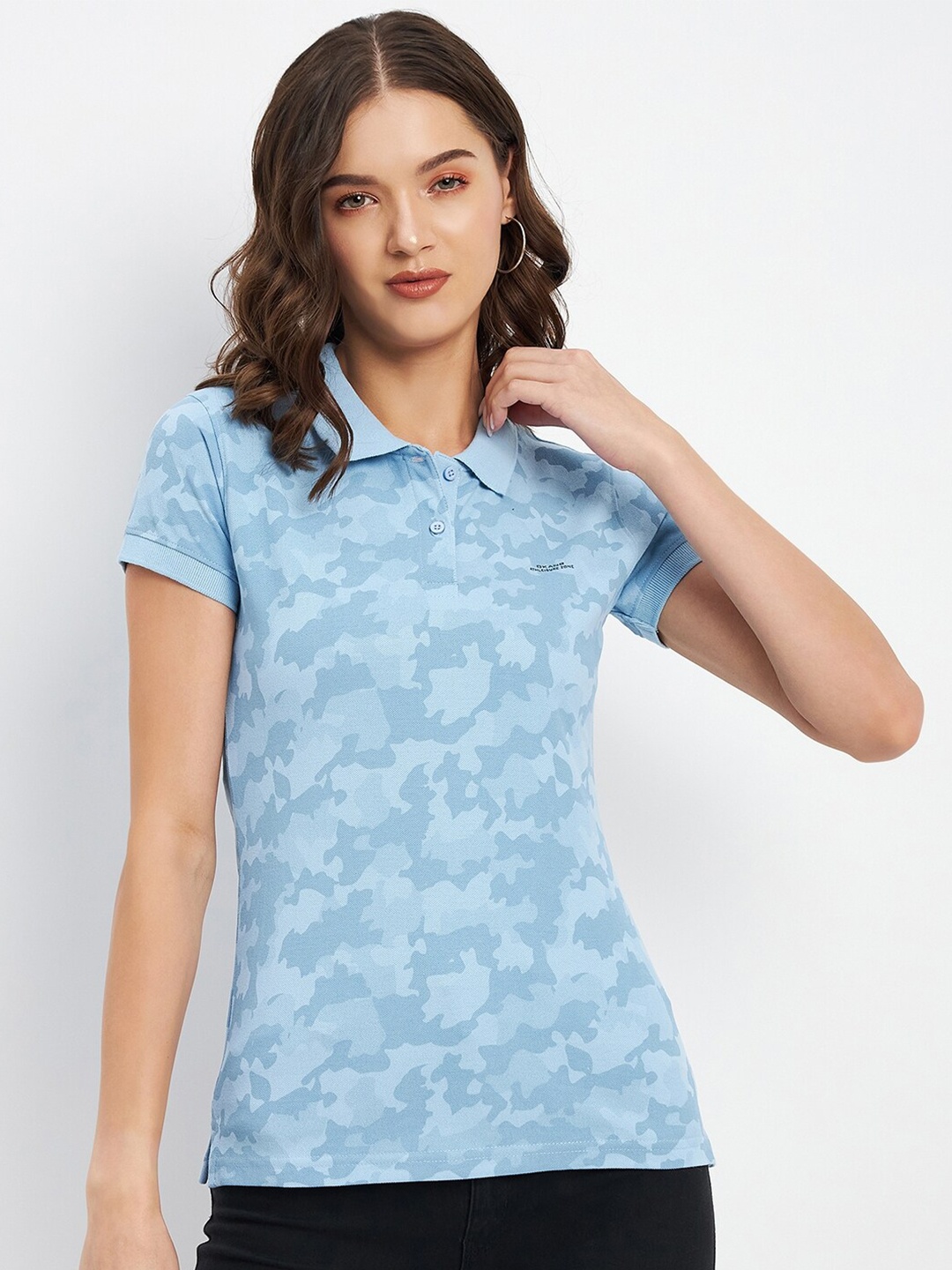 

Okane Camouflage Printed Polo Collar T-shirt, Blue