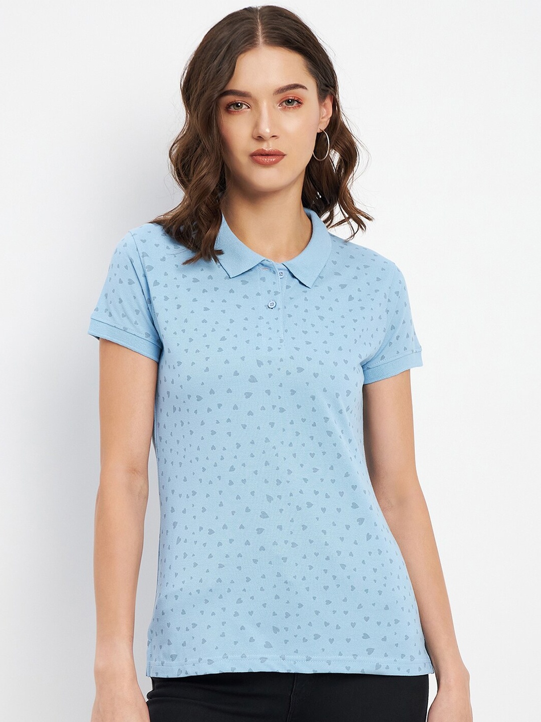 

Okane Conversational Printed Polo Collar T-shirt, Blue