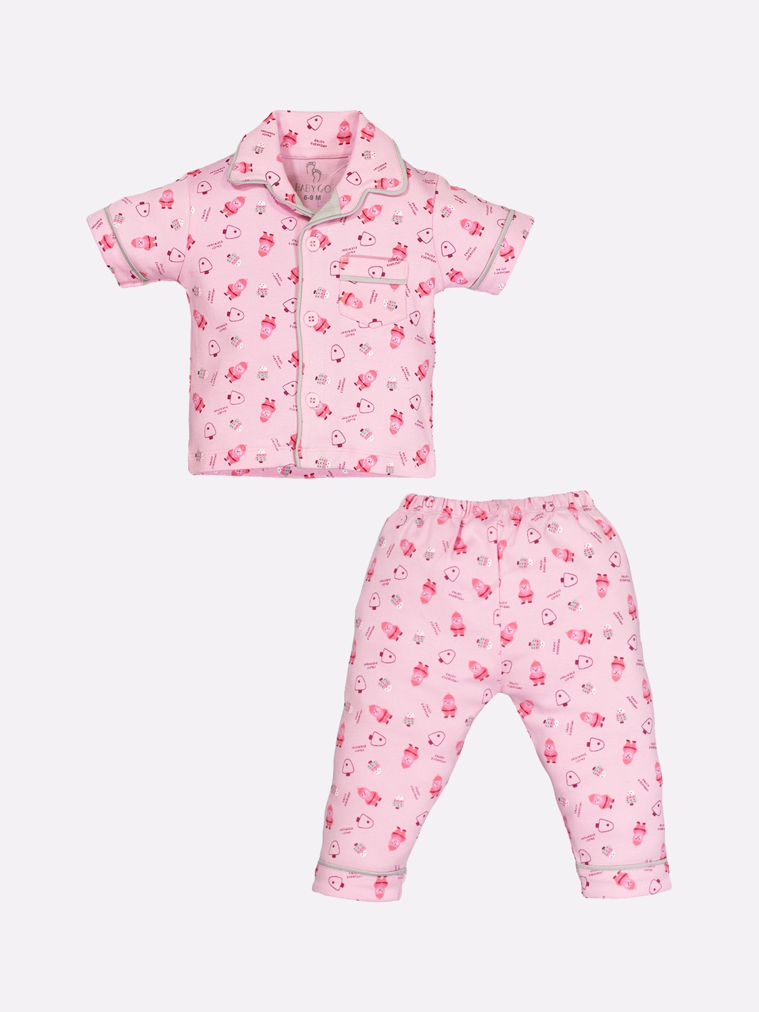 

BABY GO Infant Boys Printed Night Suit, Pink