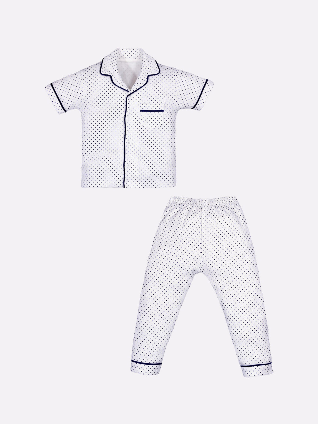 

BABY GO Boys Polka Dot Printed Pure Cotton Shirt & Trousers, White