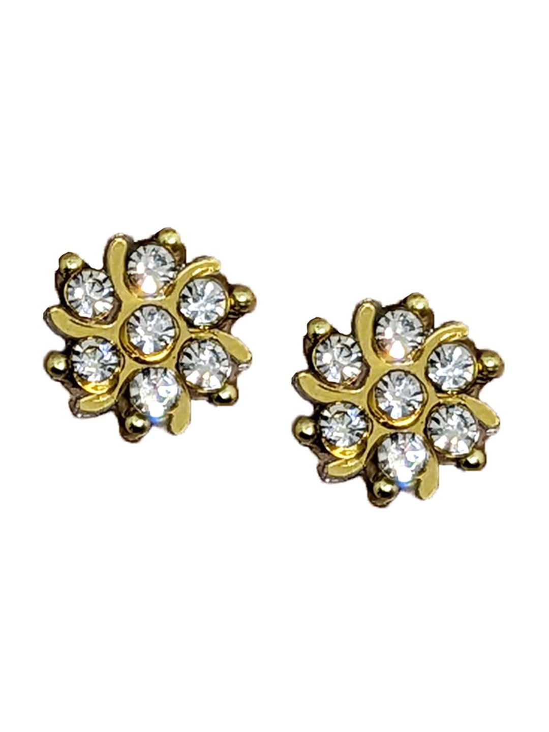 

Comet Busters Gold-Plated Stone Studded Floral Studs Earrings