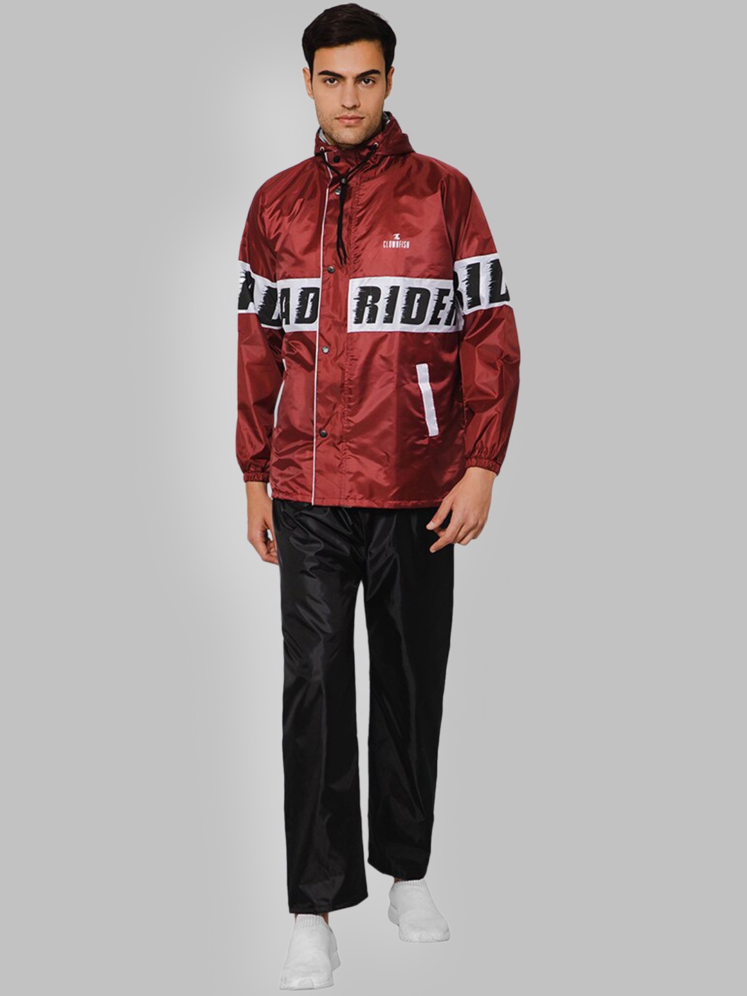 

THE CLOWNFISH Typography Printed Waterproof Double Coated Rain Suit, Maroon