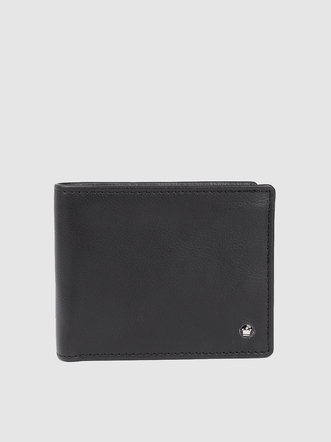 

Louis Philippe Men Solid Leather Two Fold Wallet, Black