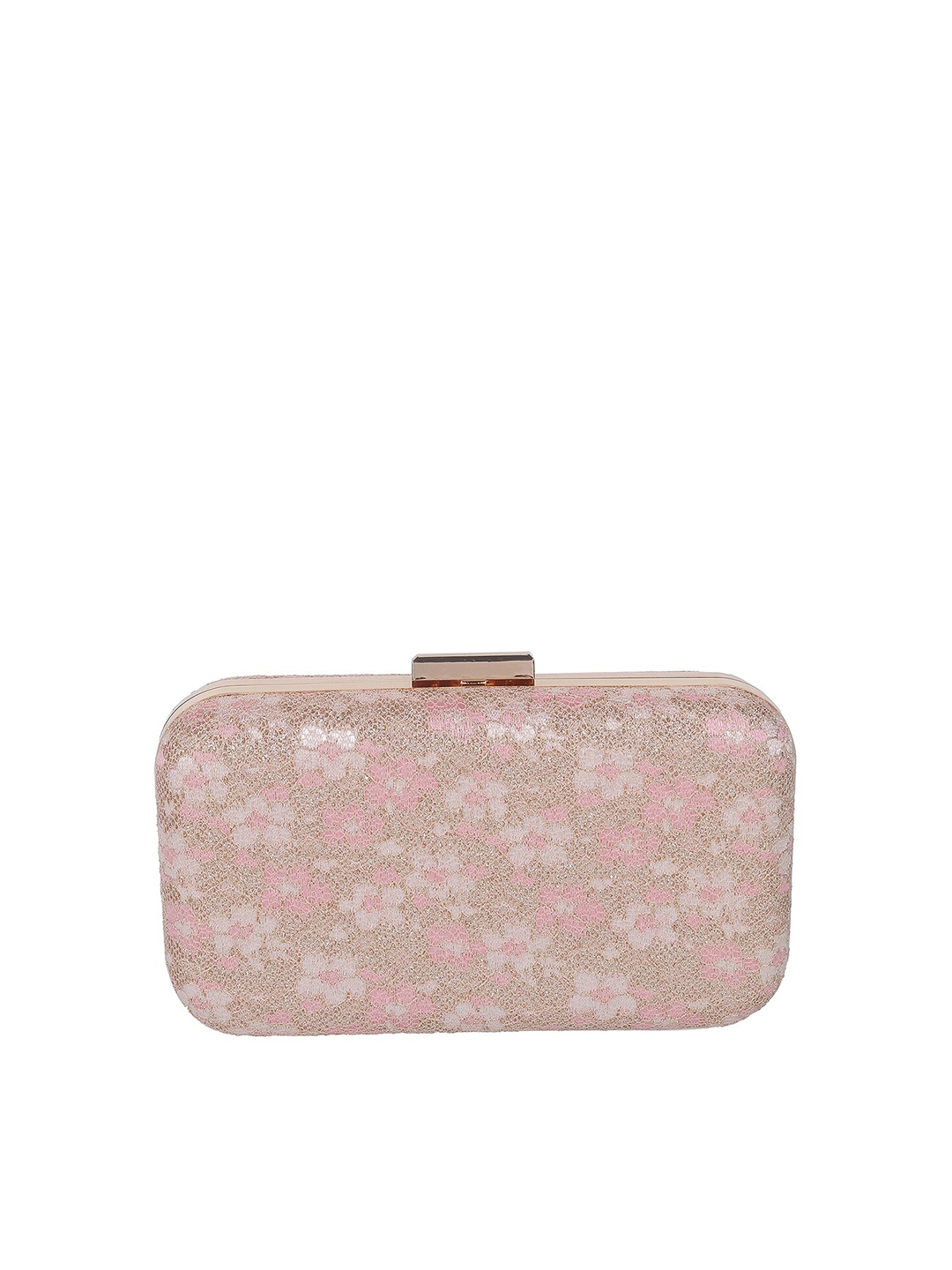 

Mochi Floral Embellished Box Clutch, Peach
