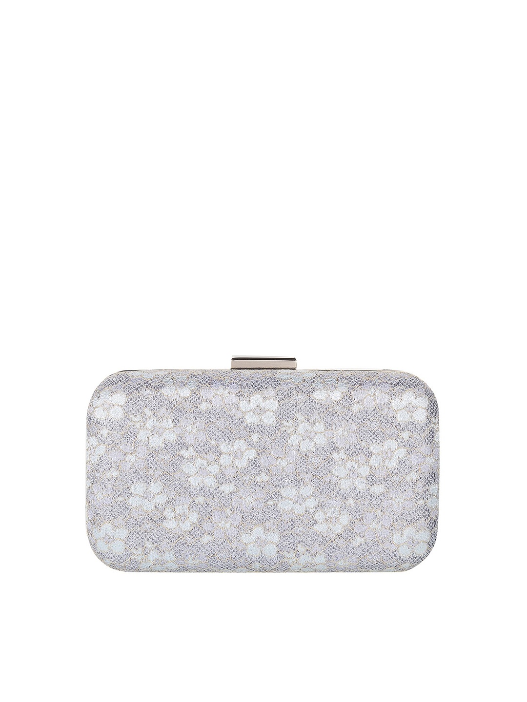 

Mochi Floral Embellished Box Clutch, Grey