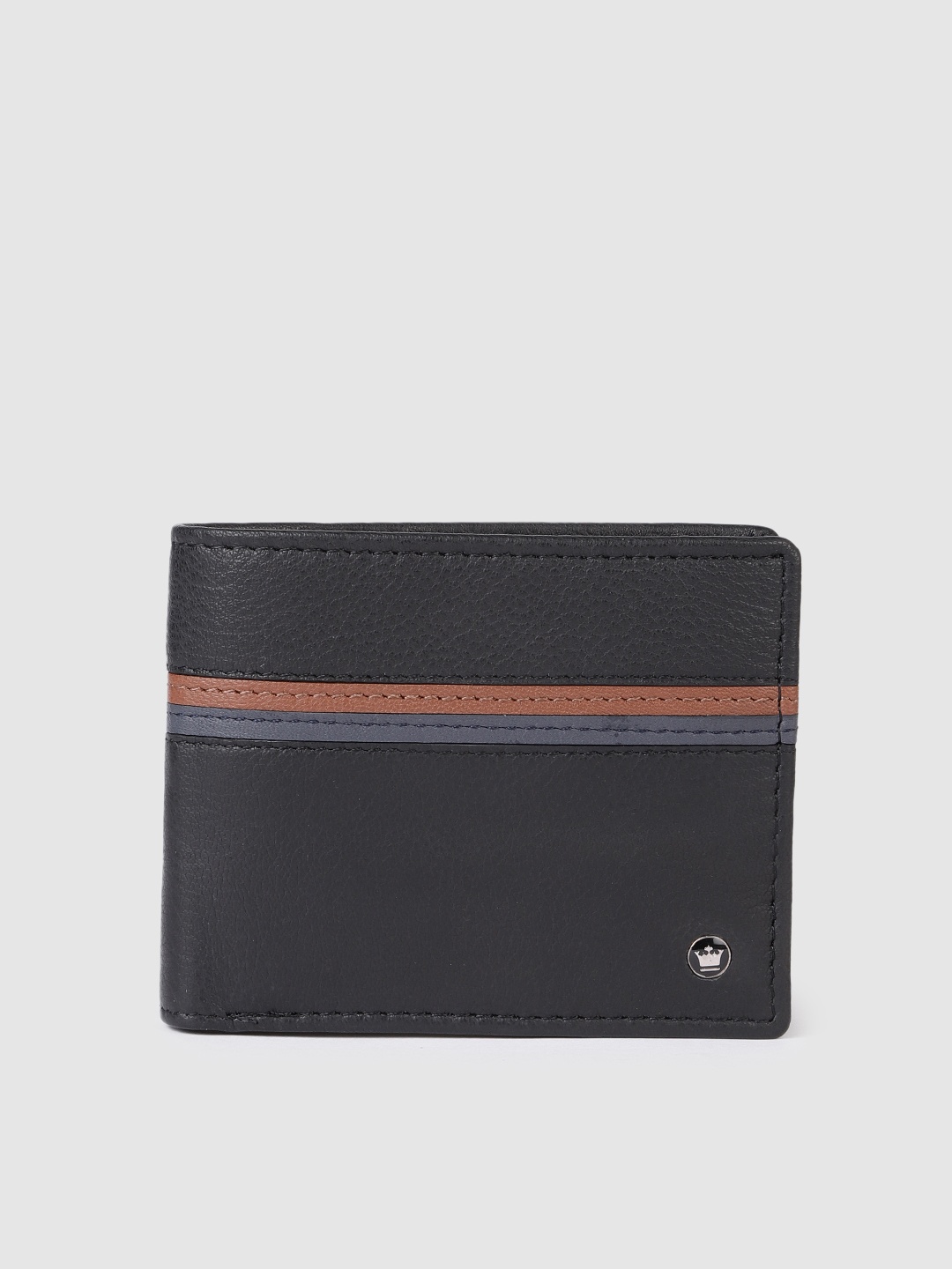 

Louis Philippe Sport Men Striped Leather Two Fold Wallet, Black