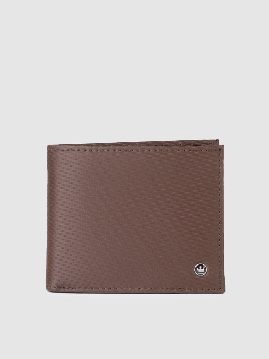 

Louis Philippe Sport Men Geometric Textured Leather Two Fold Wallet, Brown