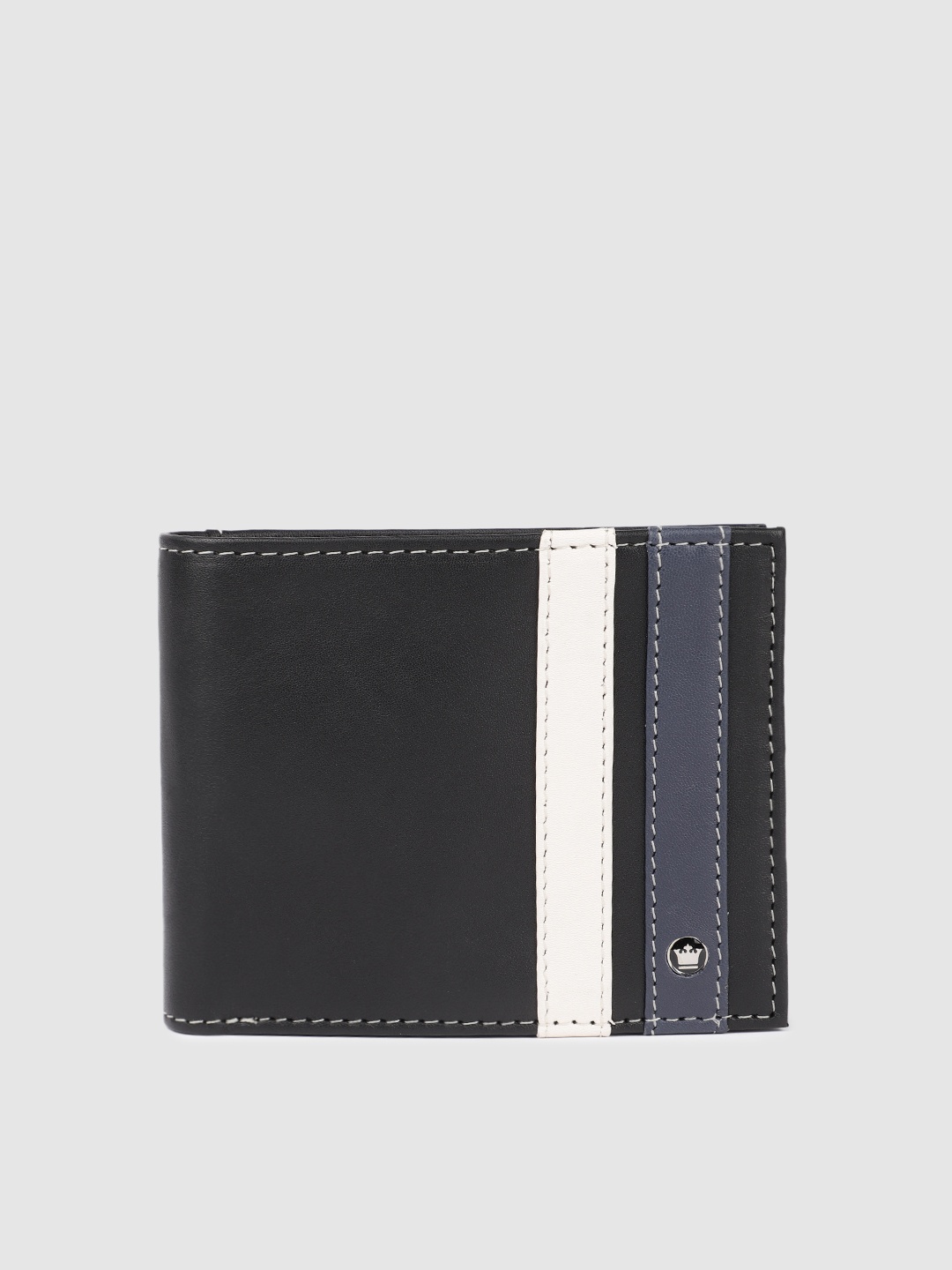 

Louis Philippe Sport Men Striped Leather Two Fold Wallet, Black