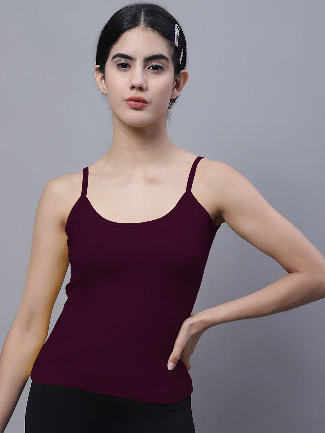

FBAR Ribbed U-Neck High Quality Cotton Camisoles, Purple