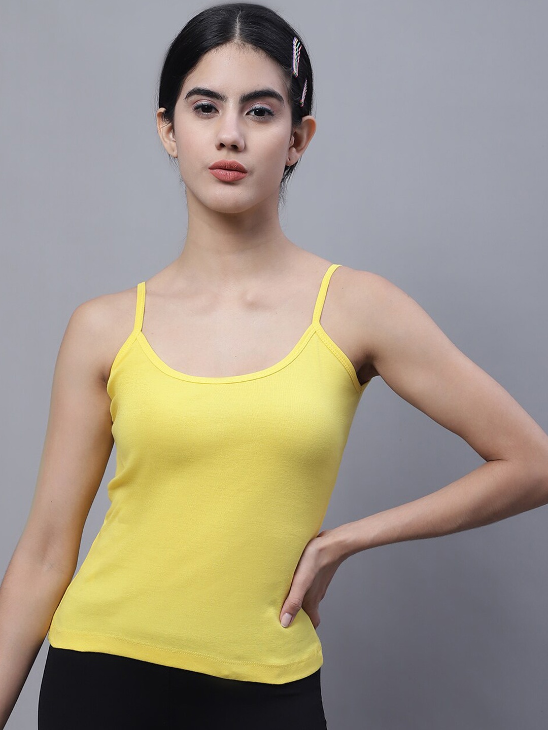 

FBAR Ribbed U-Neck High Quality Cotton Camisoles, Yellow