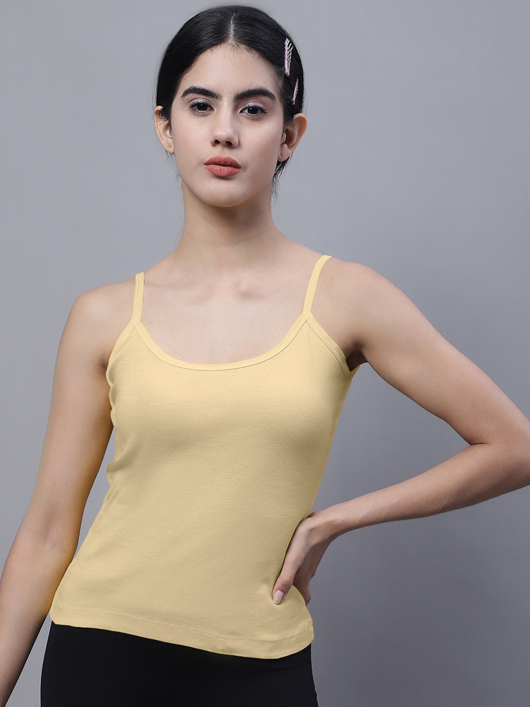 

FBAR Ribbed U-Neck High Quality Cotton Camisoles, Beige