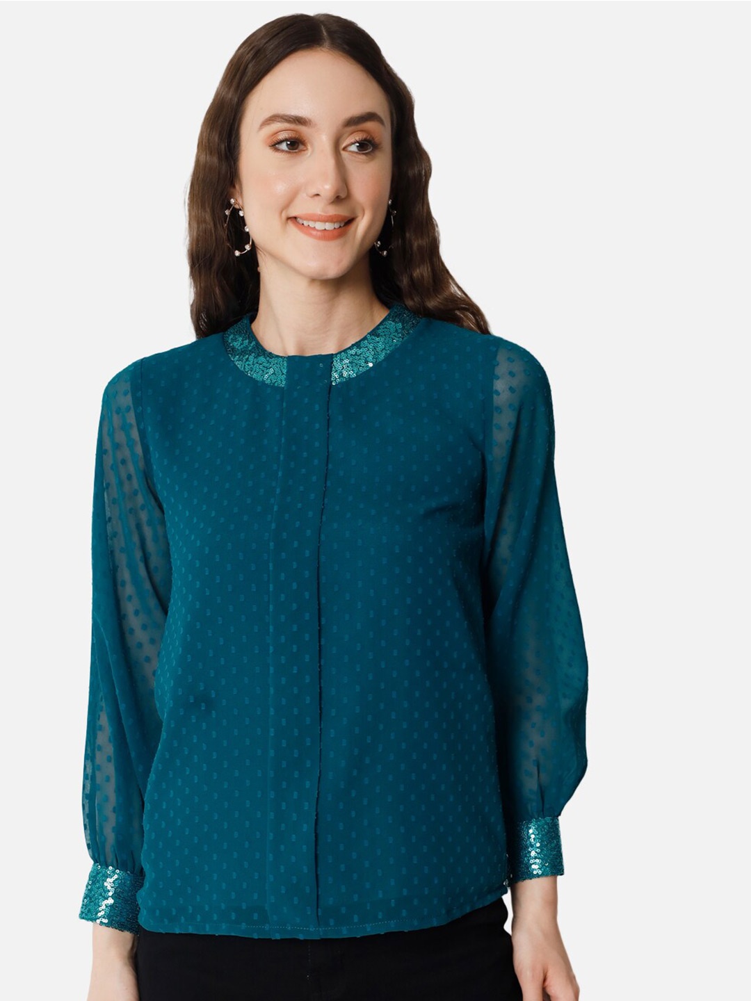 

ALL WAYS YOU Embellished Regular Top, Teal