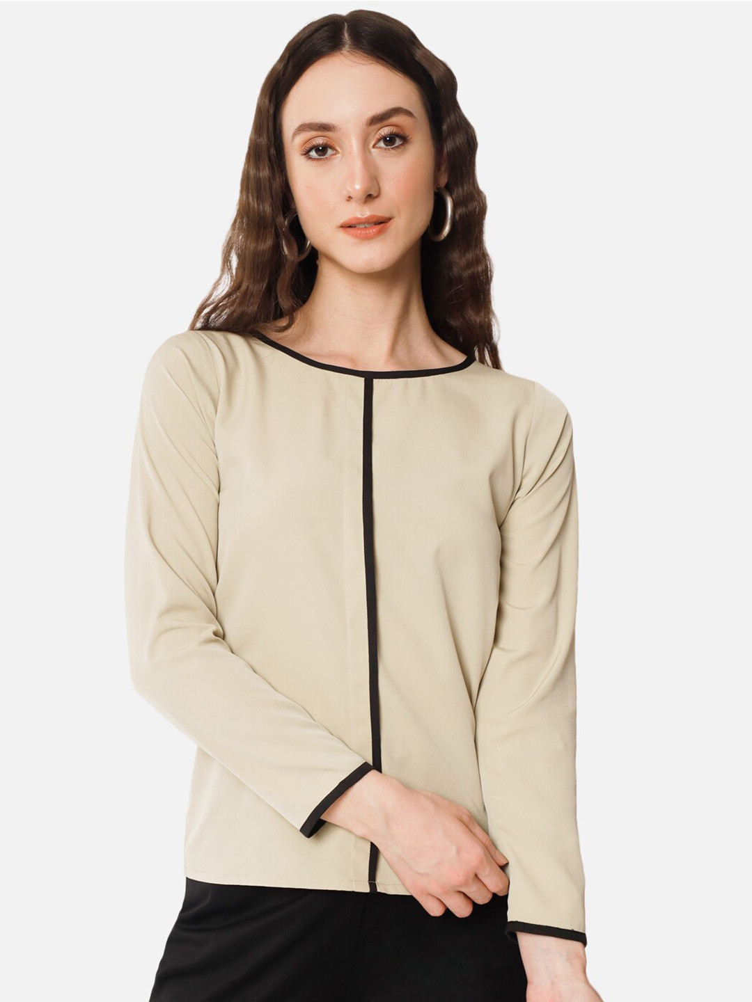 

ALL WAYS YOU Regular Woven Crepe Top, Beige