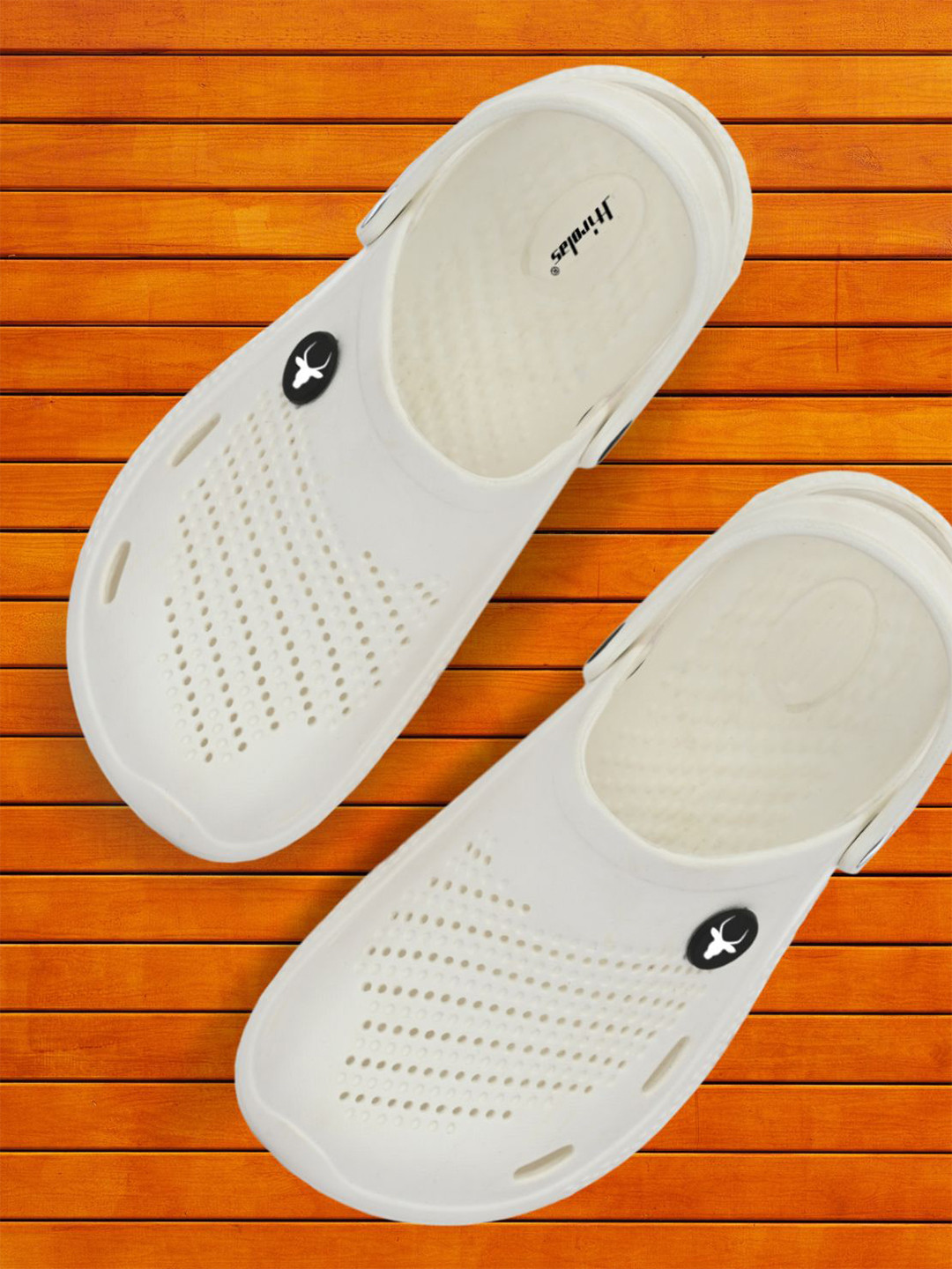 

HIROLAS Men Perforated Comfortable Rubber Clogs, White