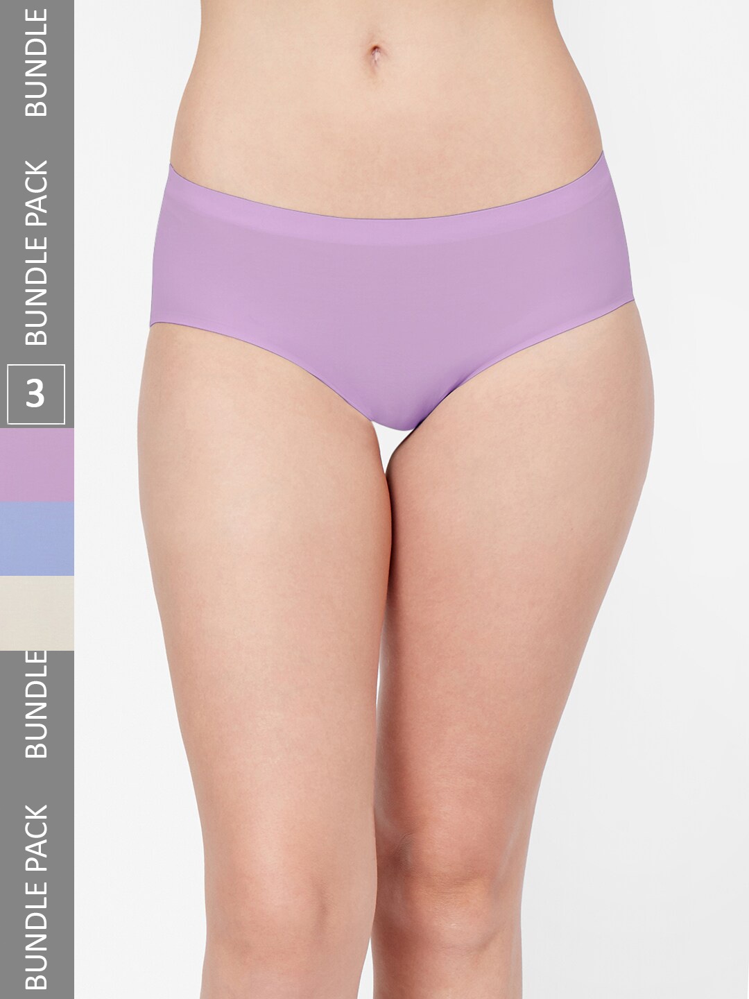 

NOIRA Women Pack Of 3 Assorted Seamless Hipster Briefs 910_SBlPu_NO