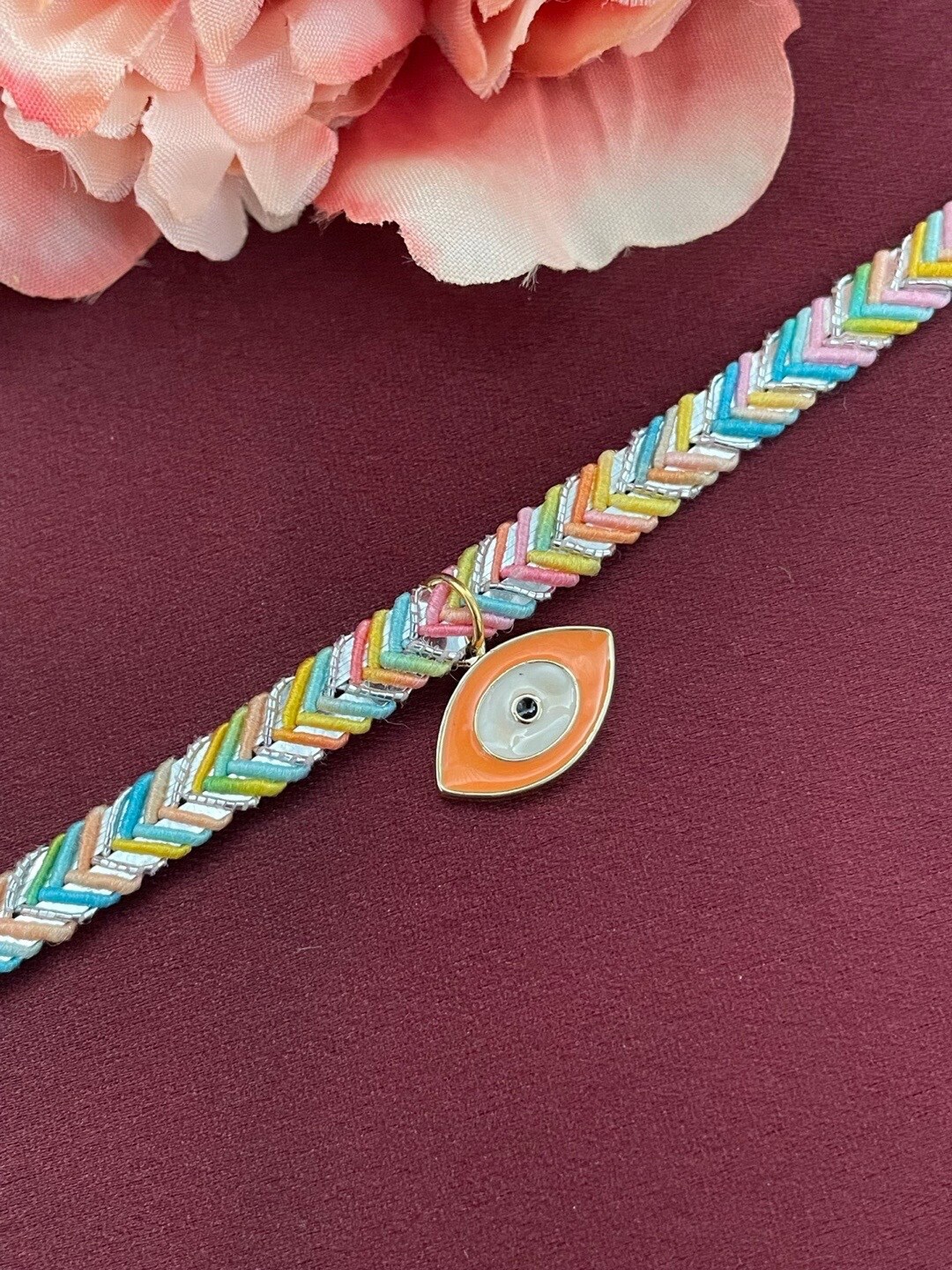 

Digital Dress Room Evil Eye Charm Rakhi, Orange