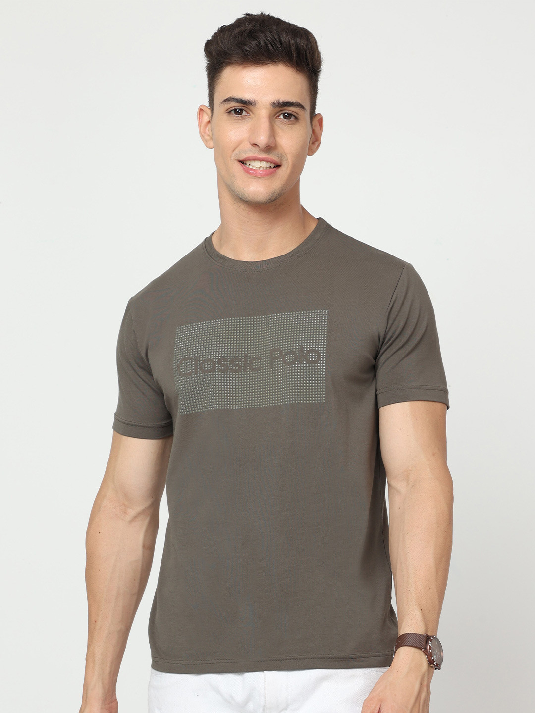 

Classic Polo Typography Printed Cotton Slim Fit T-shirt, Grey