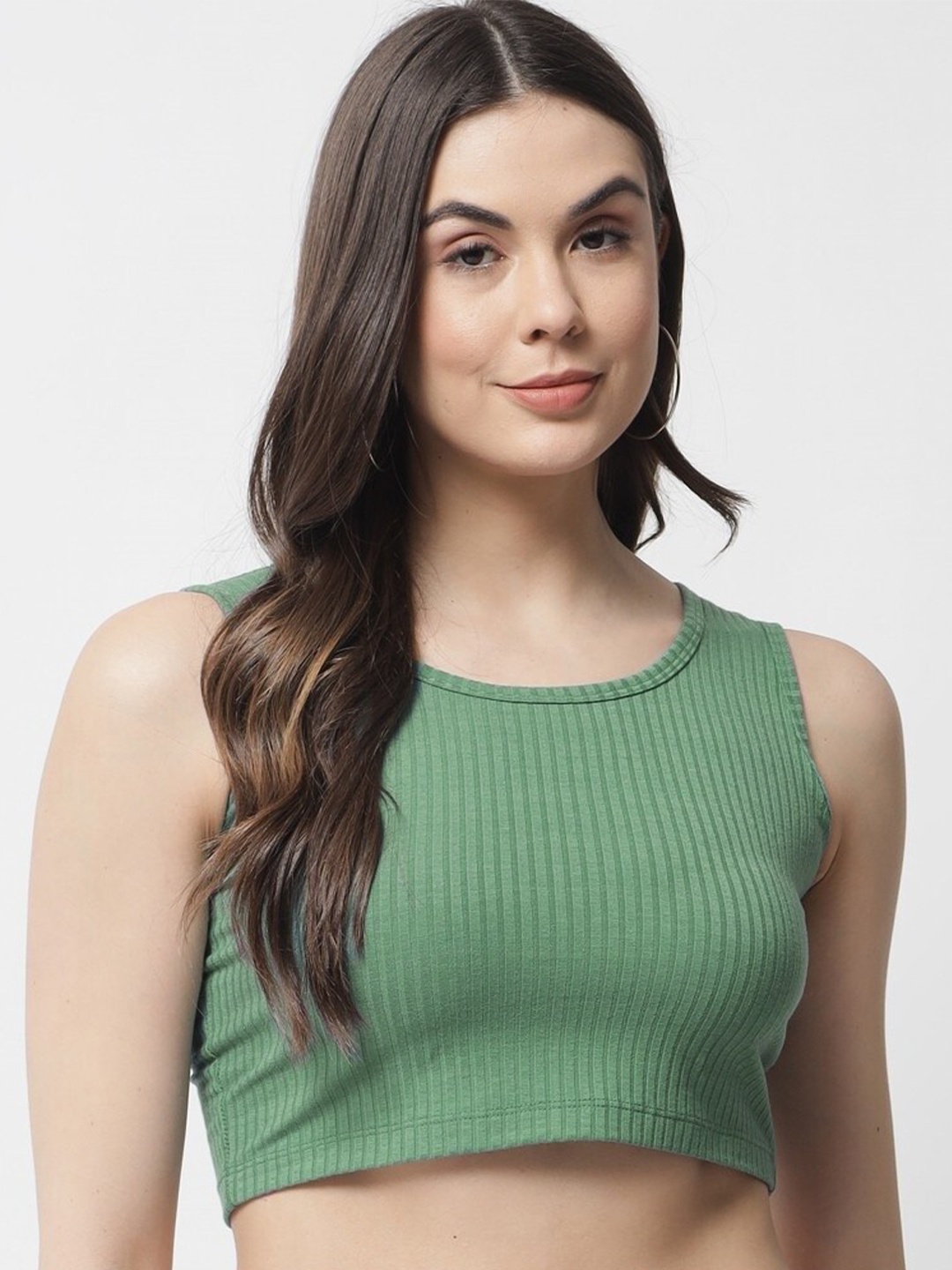 

Popwings Sleeveless Crop Top, Green