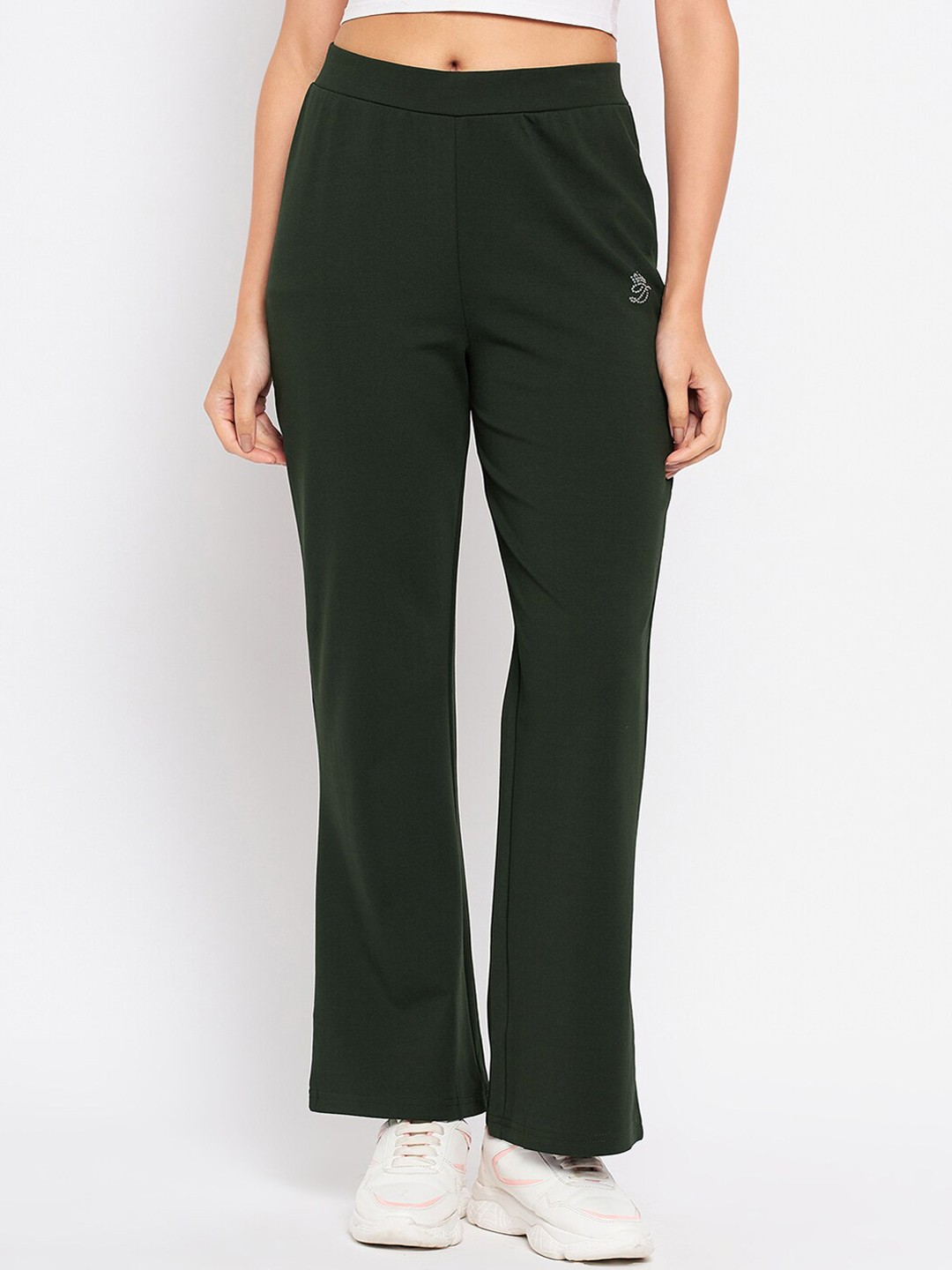

Duke Women Cotton Flared Track Pants, Green