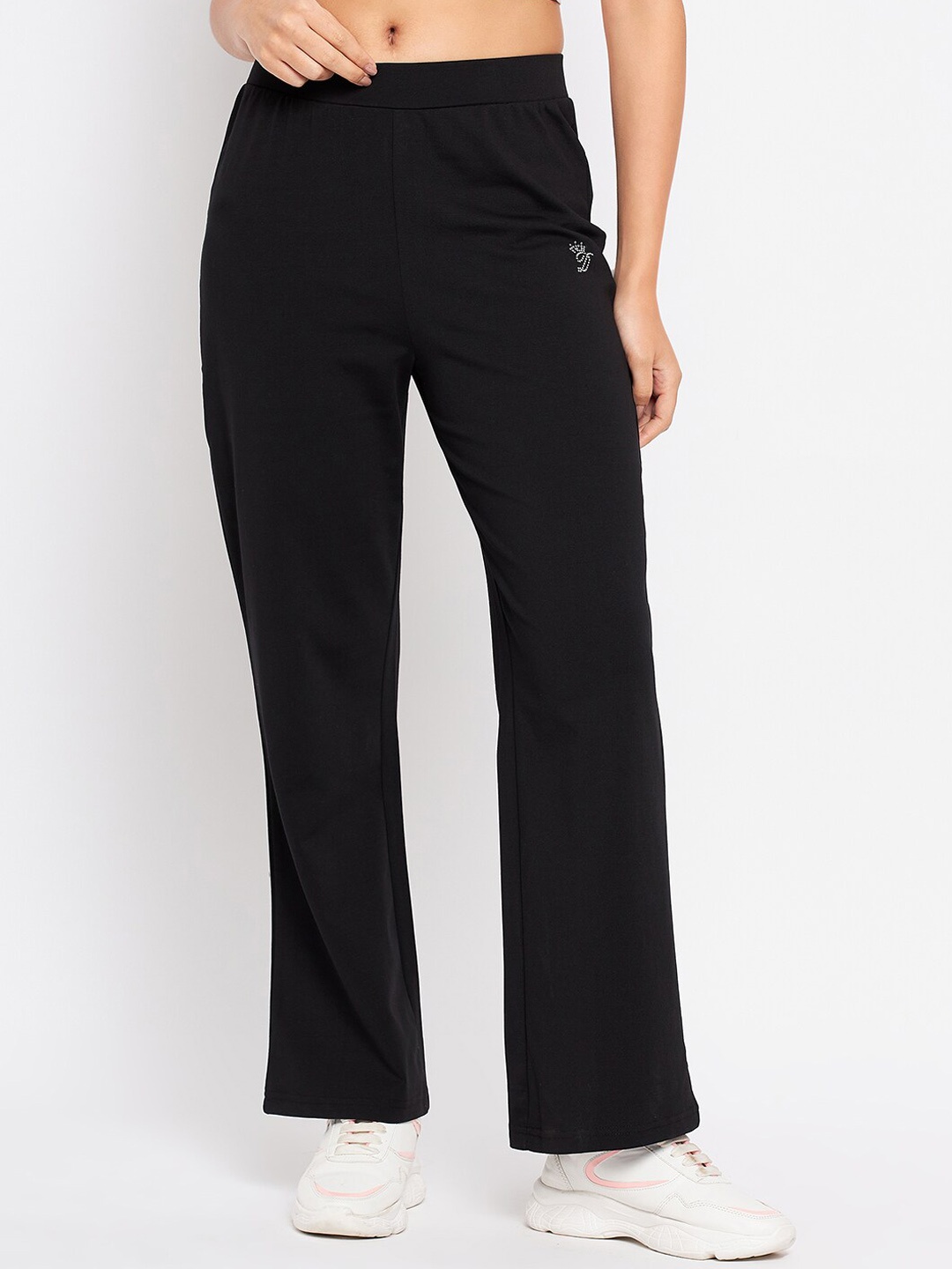 

Duke Women Mid-Rise Cotton Track Pants, Black