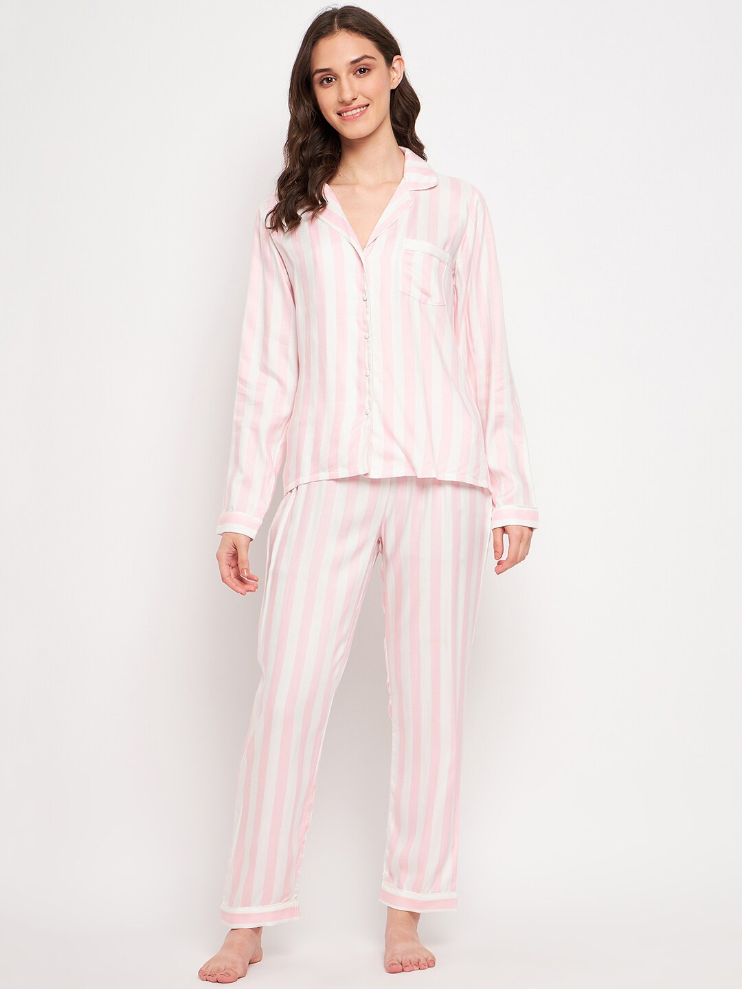 

MADAME M SECRET Striped Shirt & Trousers, Pink