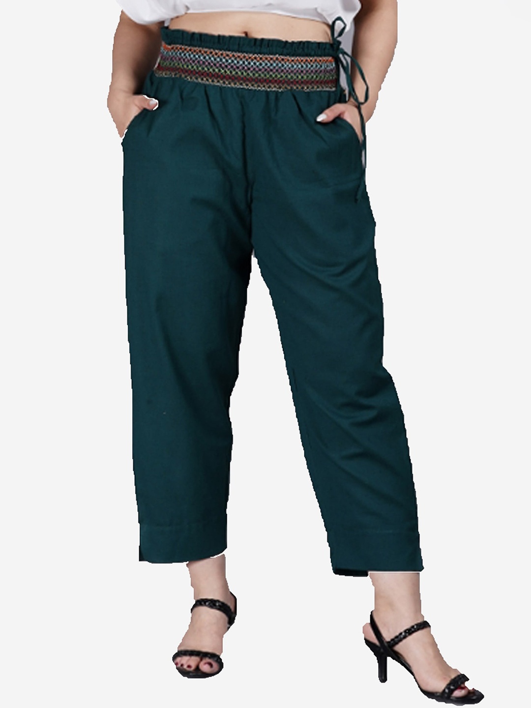 

SUMAVI-FASHION Women Organic Cotton Trousers, Green