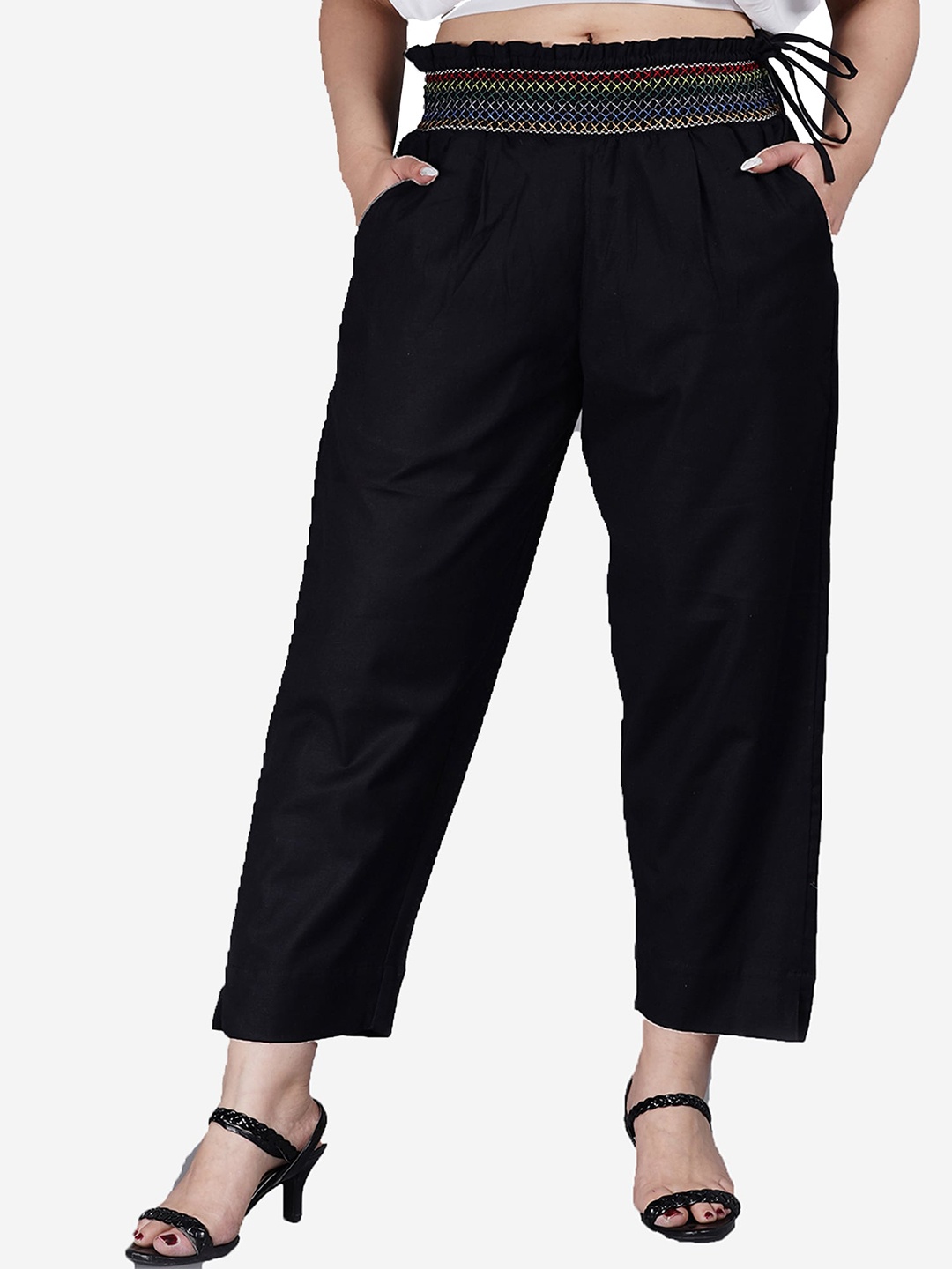 

SUMAVI-FASHION Women Organic Cotton Trousers, Black