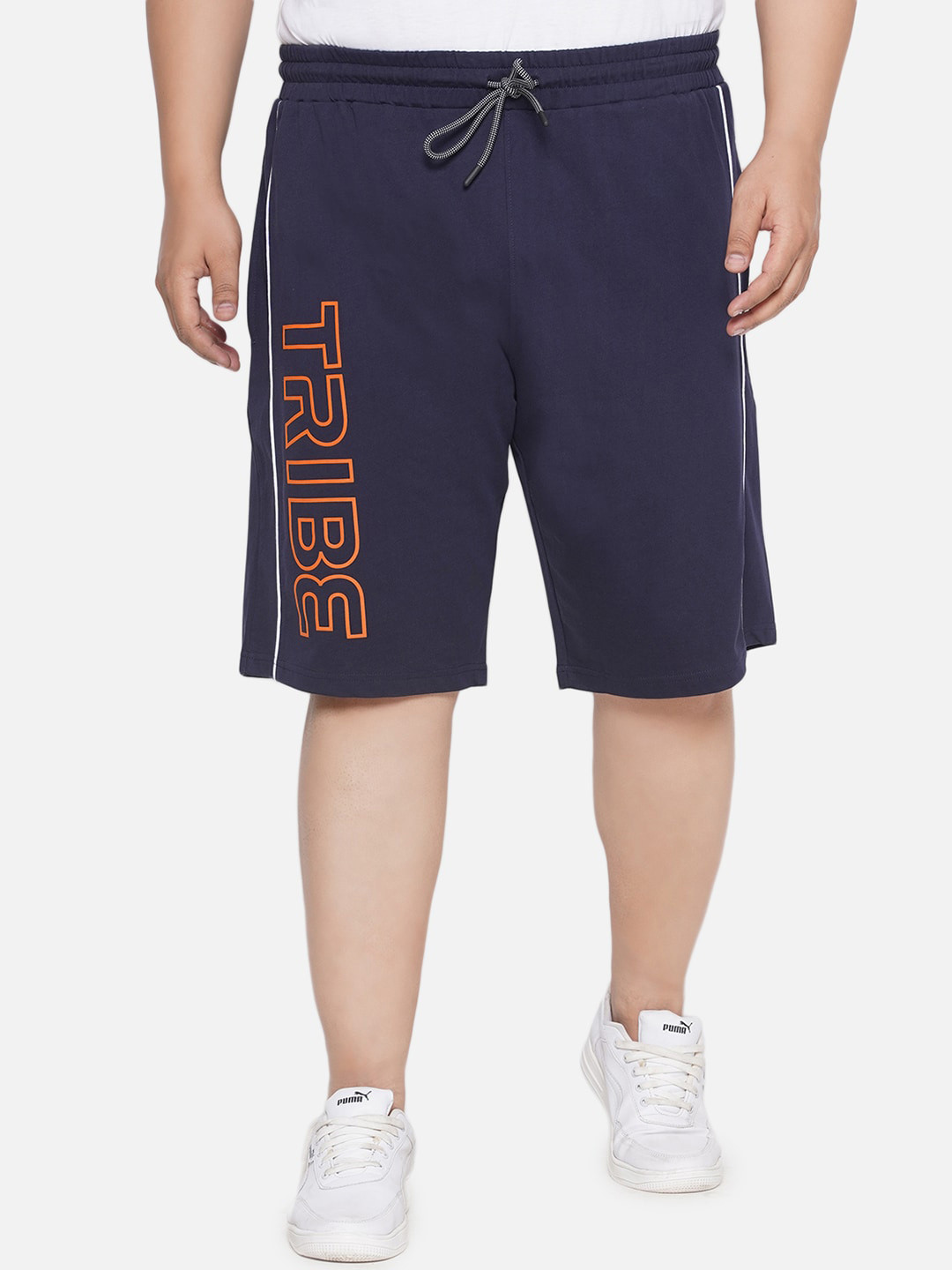 

Santonio Men Plus Size Typography Printed Mid-Rise Pure Cotton Shorts, Blue